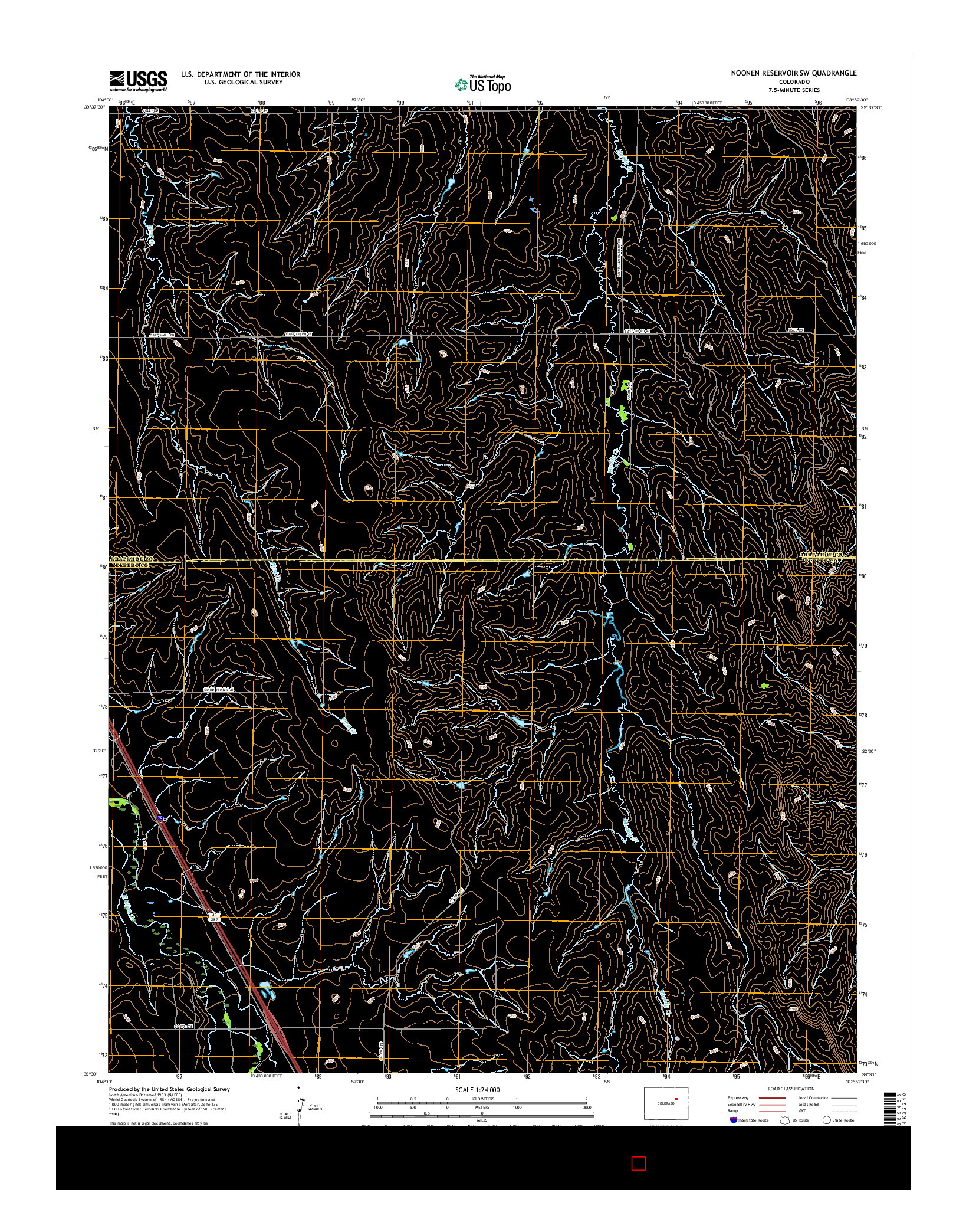 USGS US TOPO 7.5-MINUTE MAP FOR NOONEN RESERVOIR SW, CO 2016