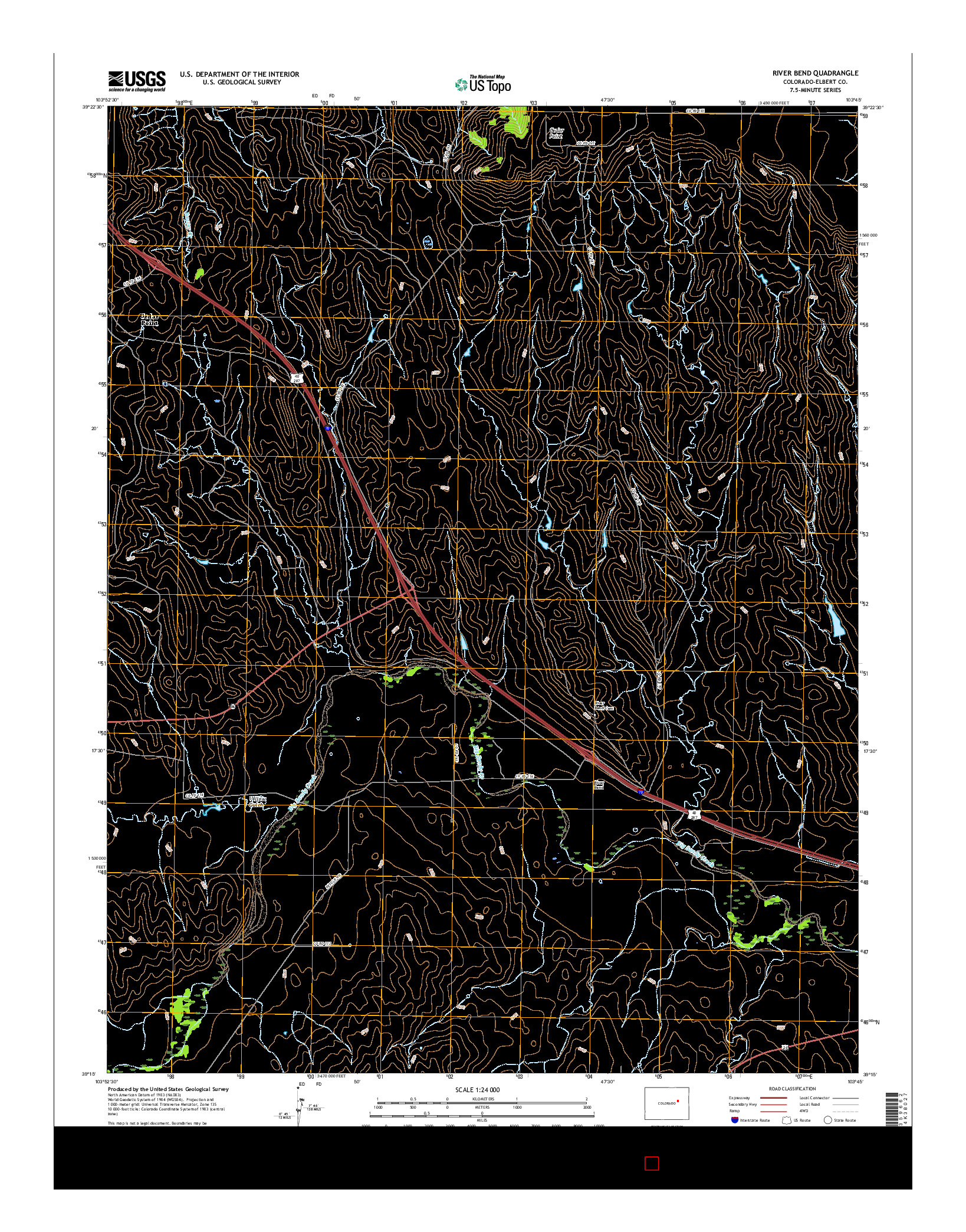 USGS US TOPO 7.5-MINUTE MAP FOR RIVER BEND, CO 2016