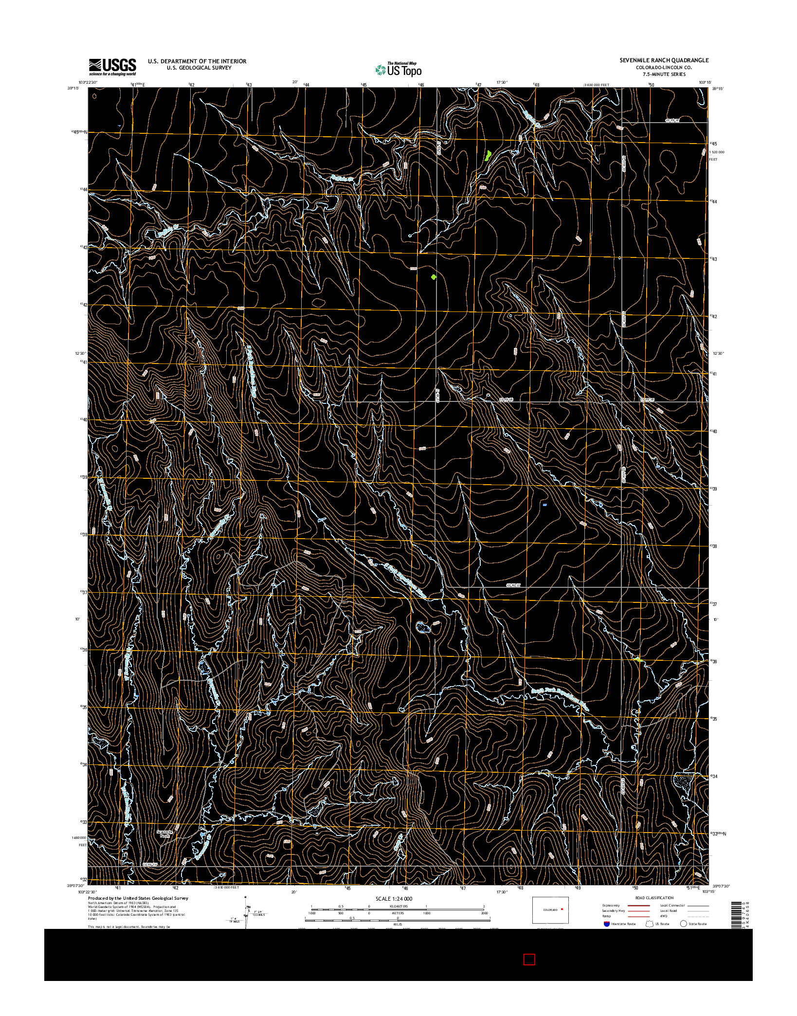 USGS US TOPO 7.5-MINUTE MAP FOR SEVENMILE RANCH, CO 2016