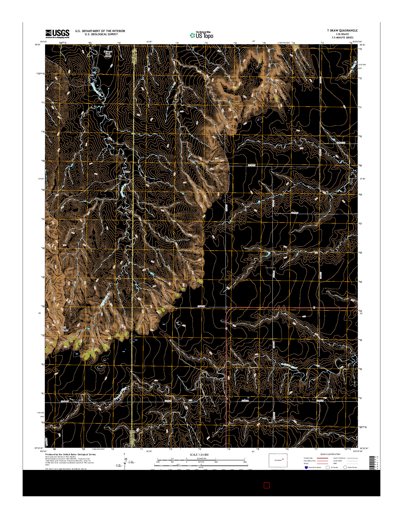 USGS US TOPO 7.5-MINUTE MAP FOR T DRAW, CO 2016