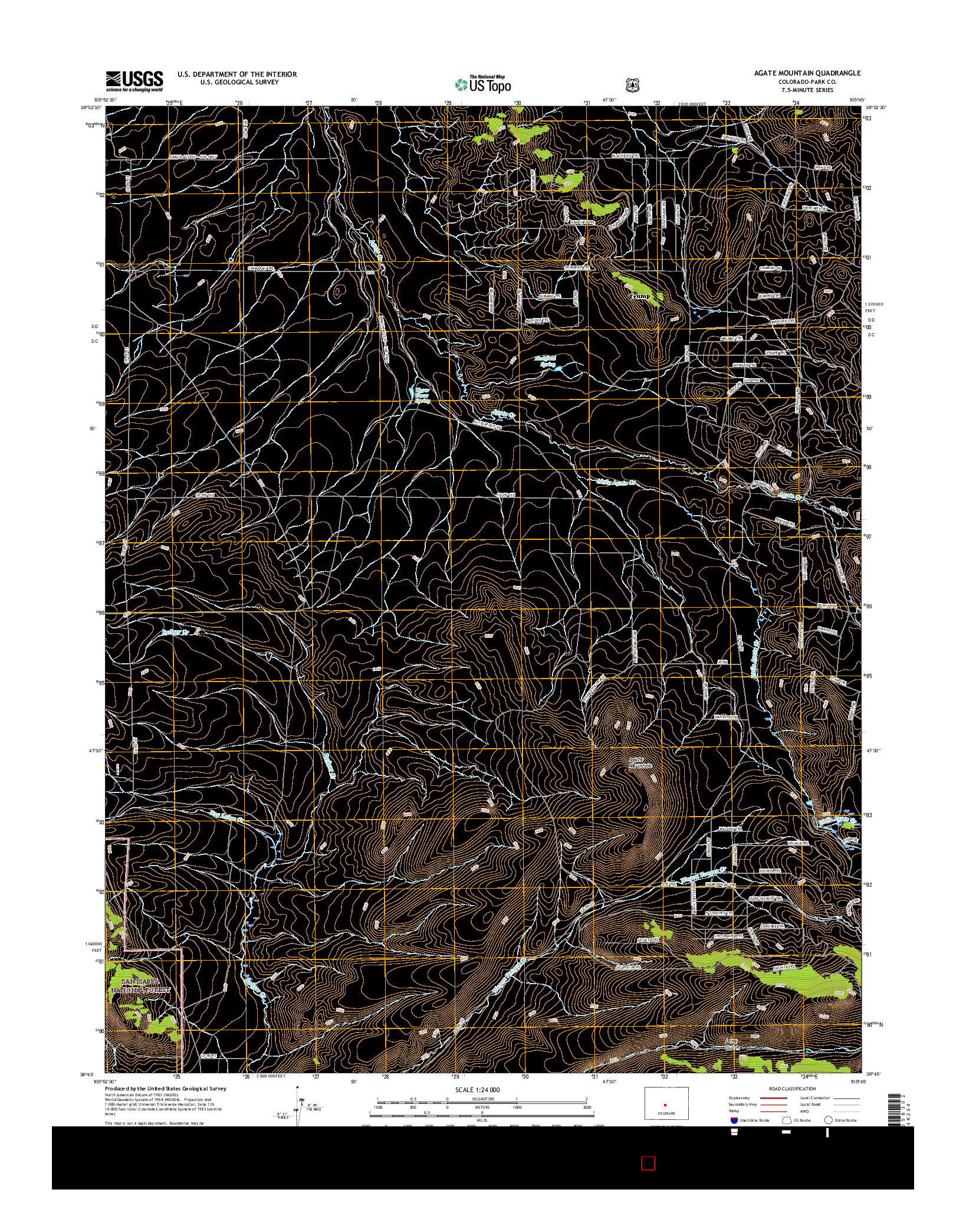 USGS US TOPO 7.5-MINUTE MAP FOR AGATE MOUNTAIN, CO 2016