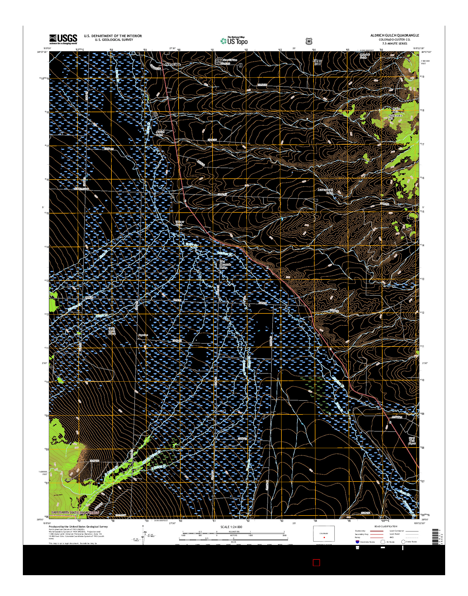 USGS US TOPO 7.5-MINUTE MAP FOR ALDRICH GULCH, CO 2016