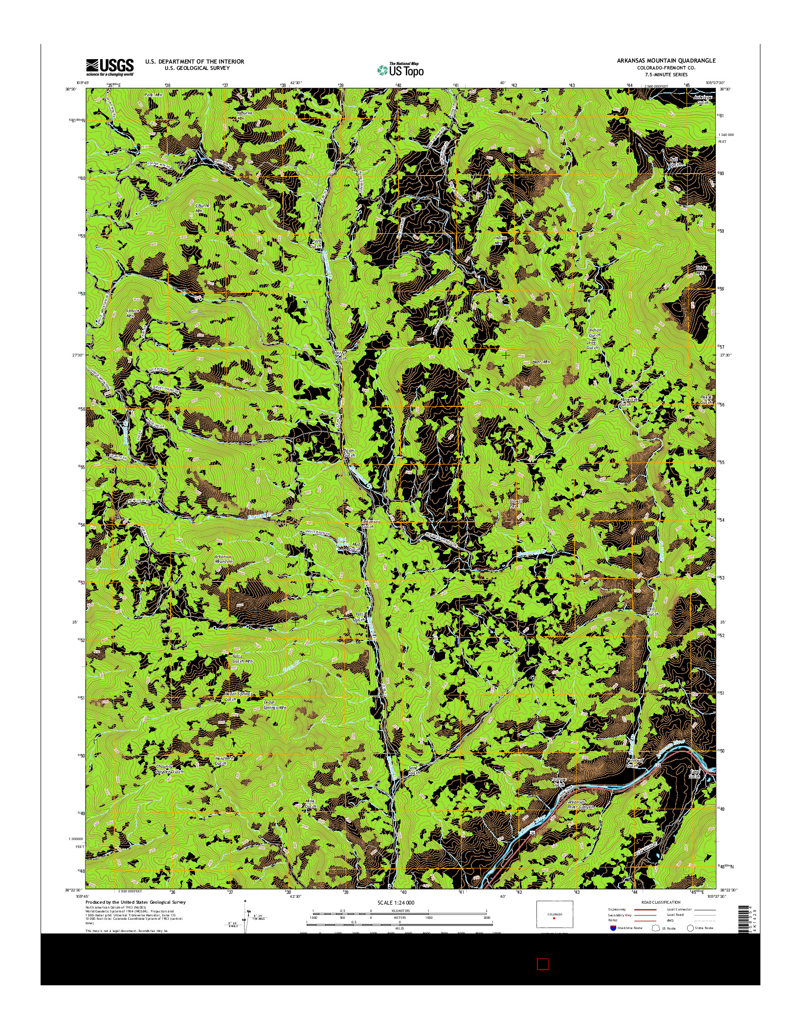 USGS US TOPO 7.5-MINUTE MAP FOR ARKANSAS MOUNTAIN, CO 2016