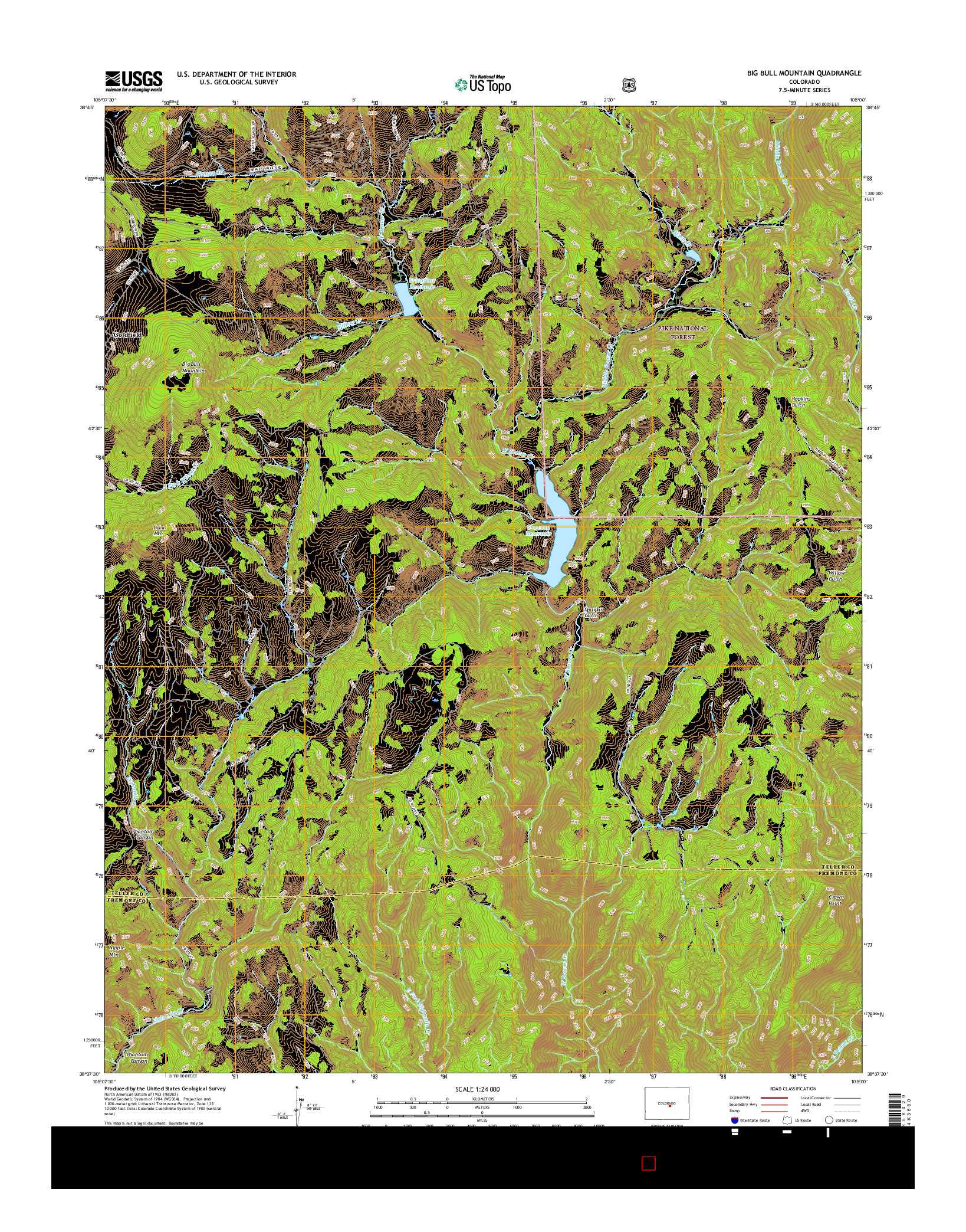 USGS US TOPO 7.5-MINUTE MAP FOR BIG BULL MOUNTAIN, CO 2016