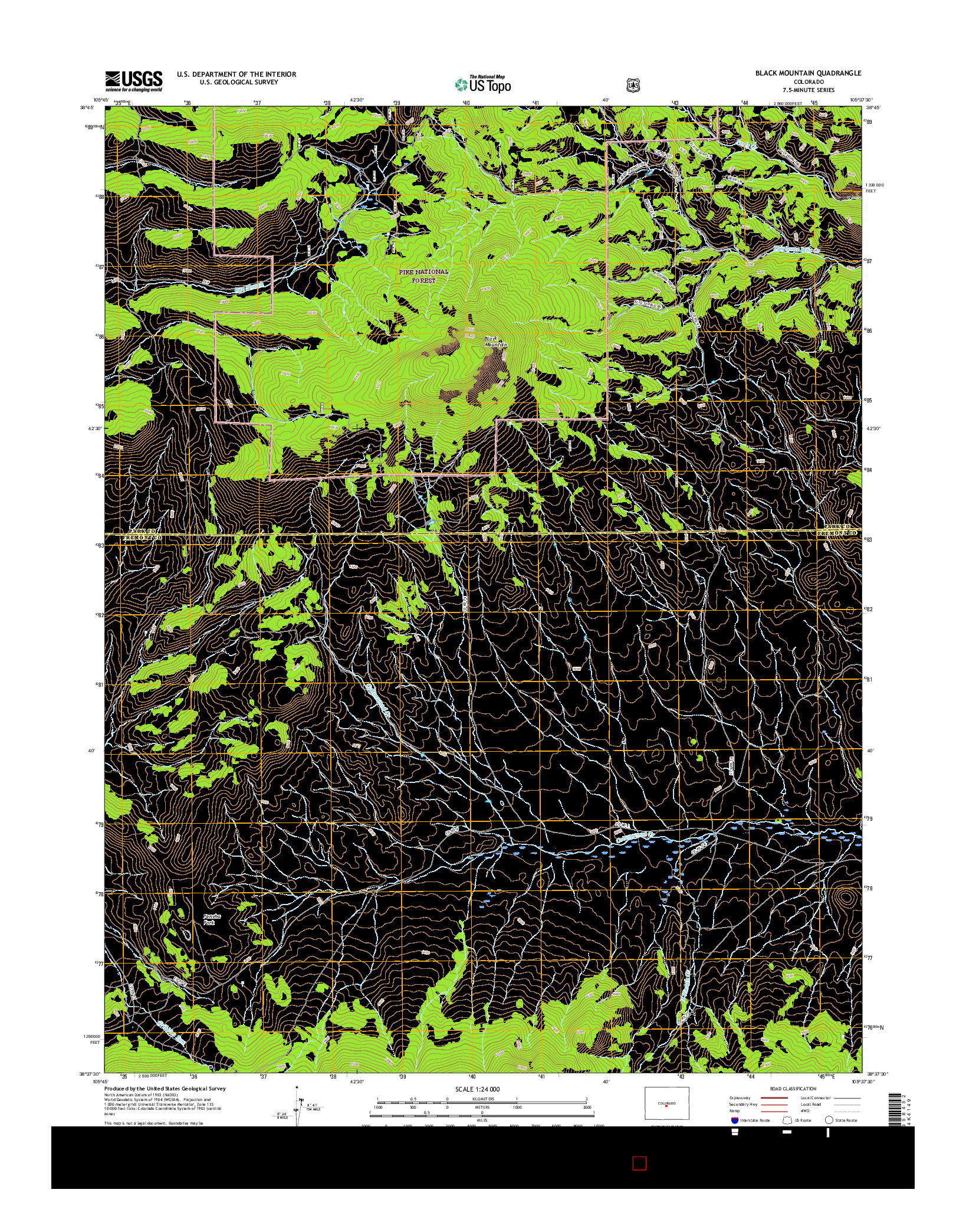 USGS US TOPO 7.5-MINUTE MAP FOR BLACK MOUNTAIN, CO 2016