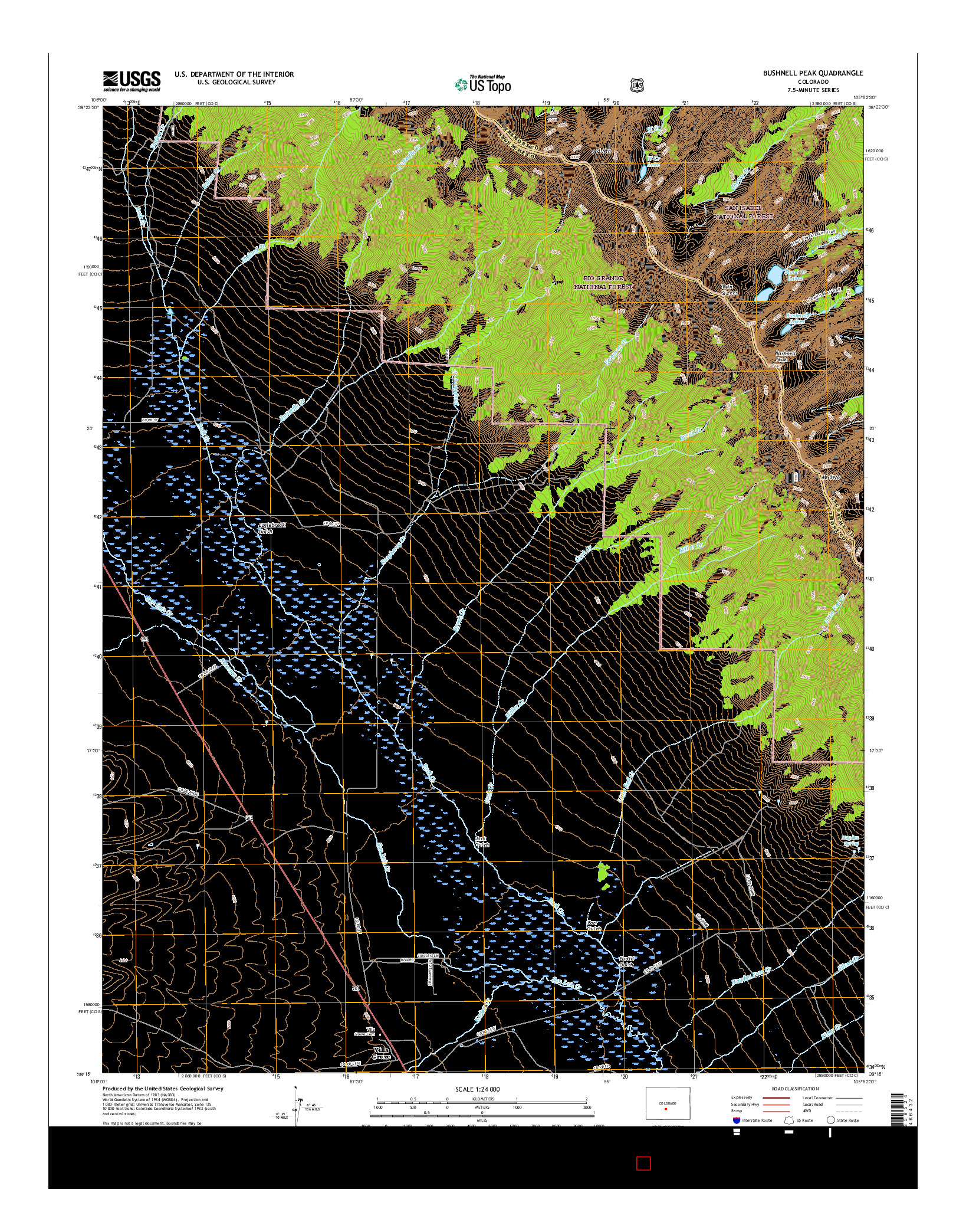 USGS US TOPO 7.5-MINUTE MAP FOR BUSHNELL PEAK, CO 2016
