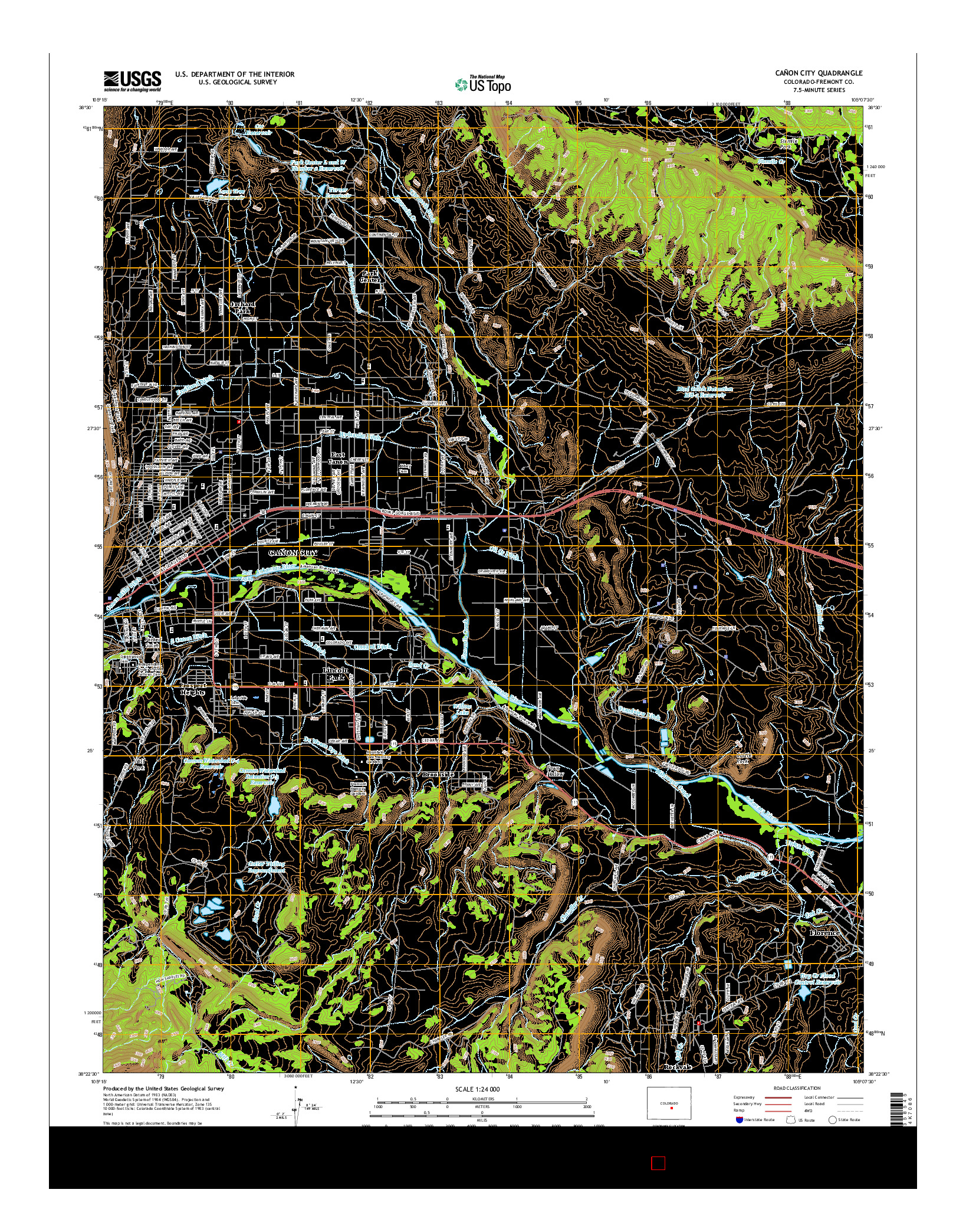 USGS US TOPO 7.5-MINUTE MAP FOR CAñON CITY, CO 2016