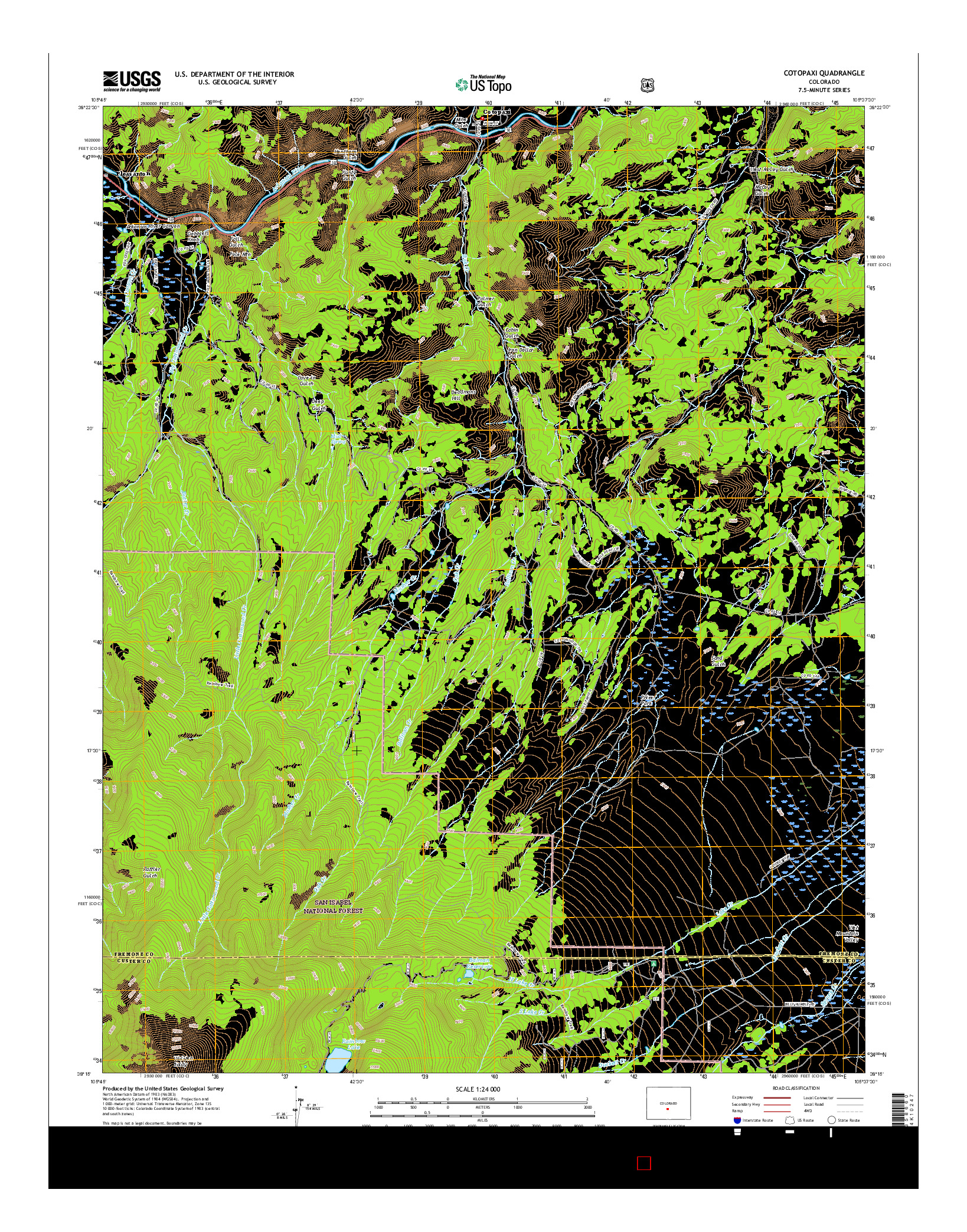 USGS US TOPO 7.5-MINUTE MAP FOR COTOPAXI, CO 2016