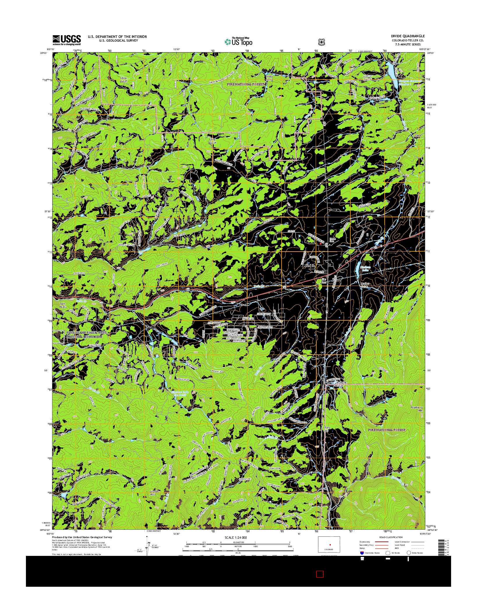 USGS US TOPO 7.5-MINUTE MAP FOR DIVIDE, CO 2016