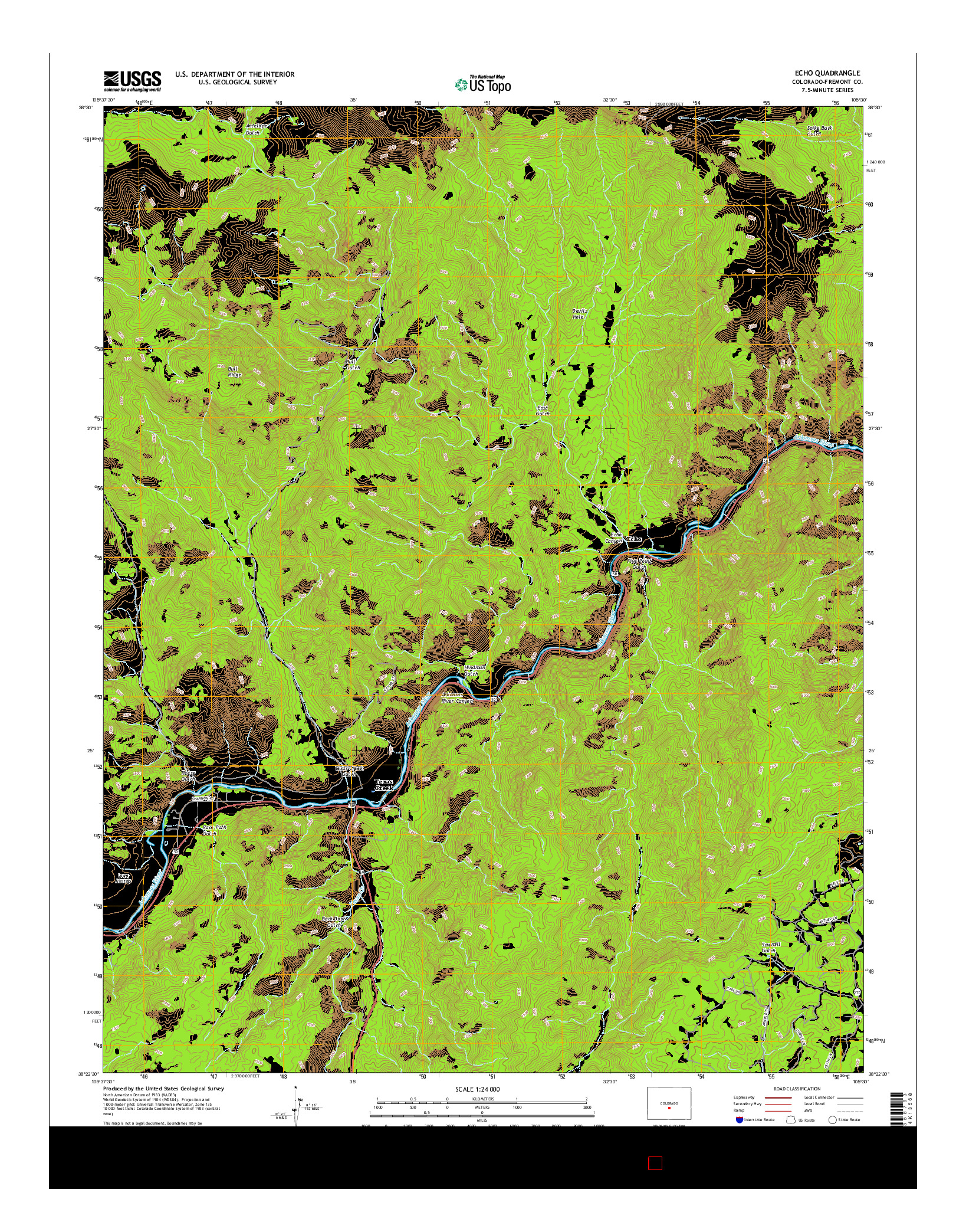 USGS US TOPO 7.5-MINUTE MAP FOR ECHO, CO 2016