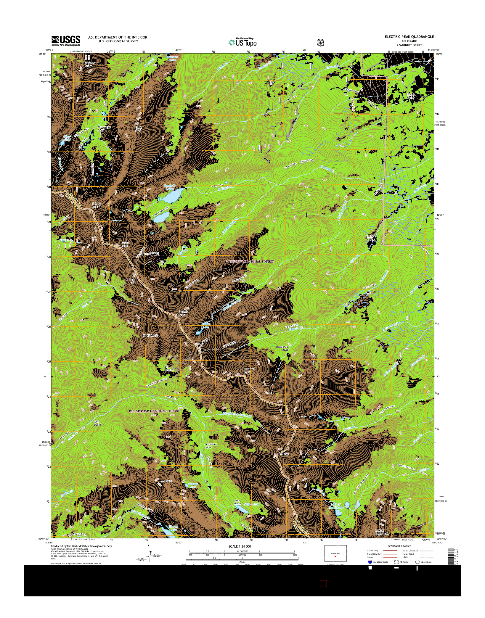 USGS US TOPO 7.5-MINUTE MAP FOR ELECTRIC PEAK, CO 2016