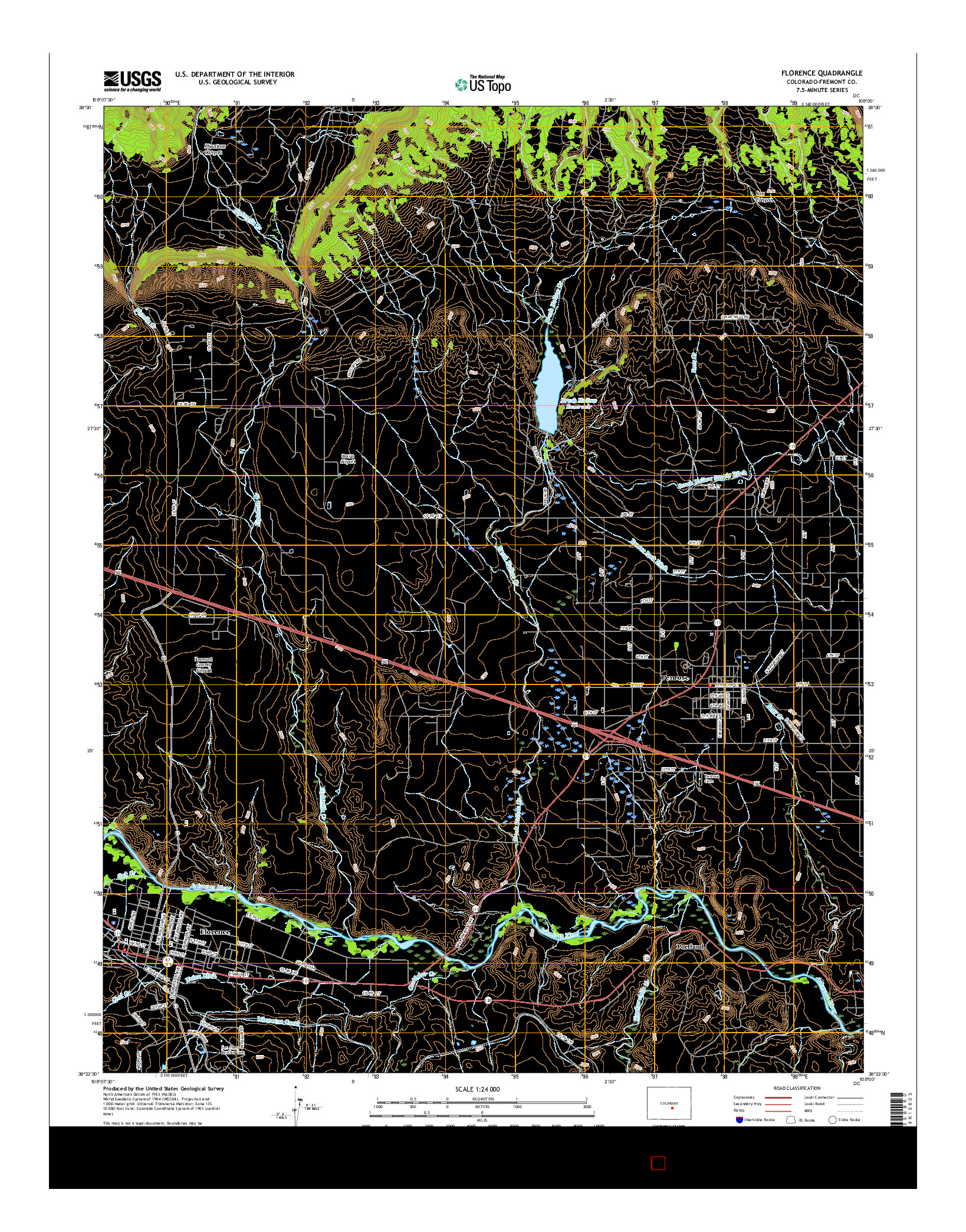 USGS US TOPO 7.5-MINUTE MAP FOR FLORENCE, CO 2016