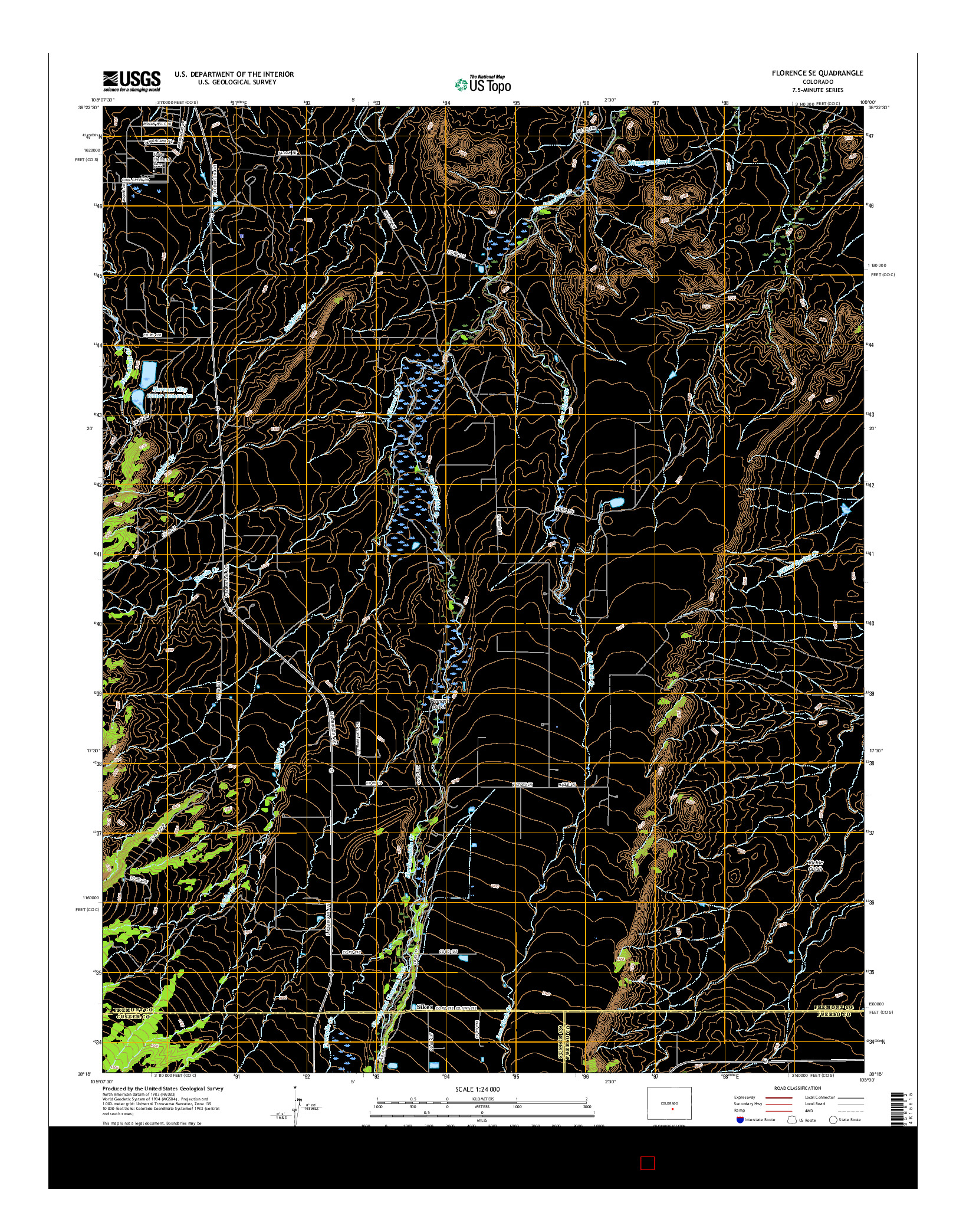 USGS US TOPO 7.5-MINUTE MAP FOR FLORENCE SE, CO 2016