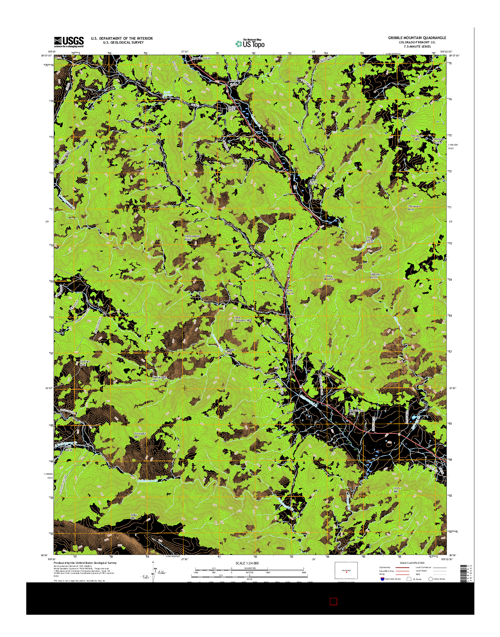 USGS US TOPO 7.5-MINUTE MAP FOR GRIBBLE MOUNTAIN, CO 2016