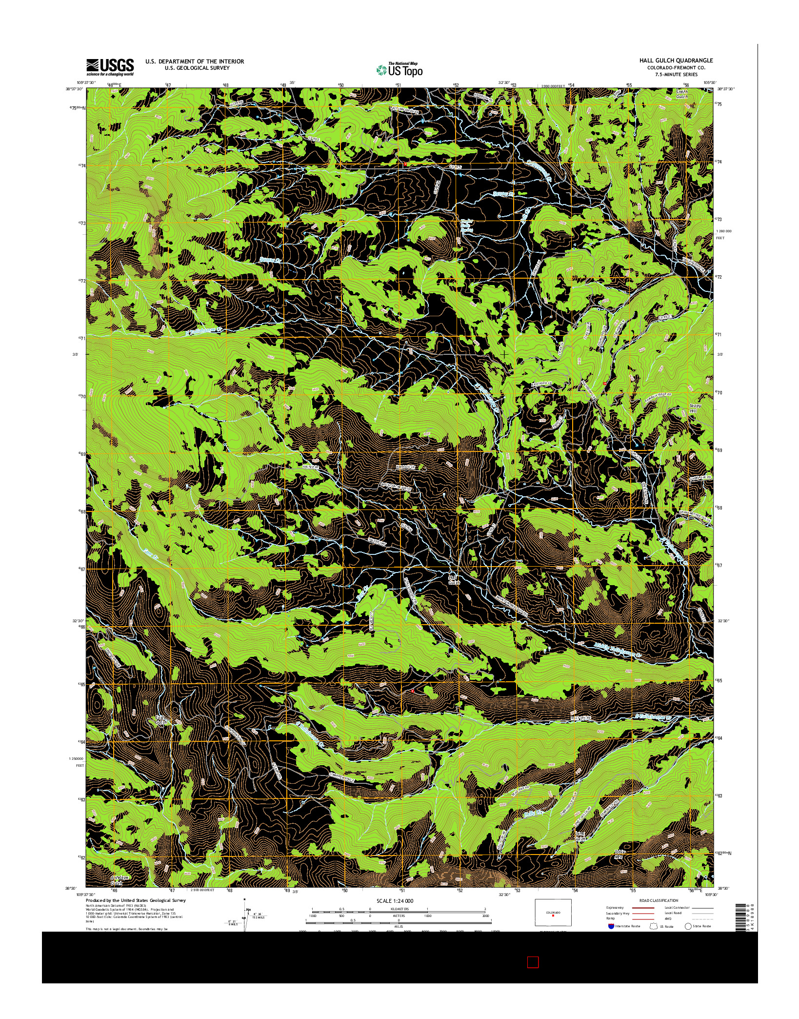 USGS US TOPO 7.5-MINUTE MAP FOR HALL GULCH, CO 2016