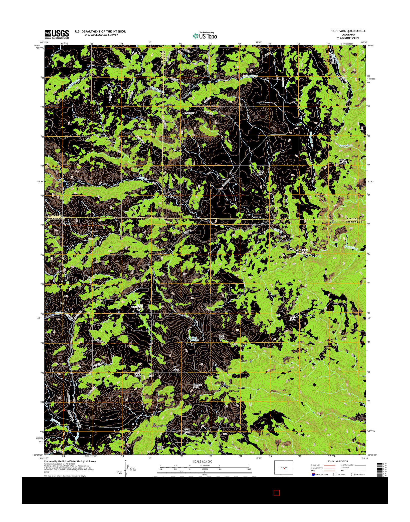 USGS US TOPO 7.5-MINUTE MAP FOR HIGH PARK, CO 2016