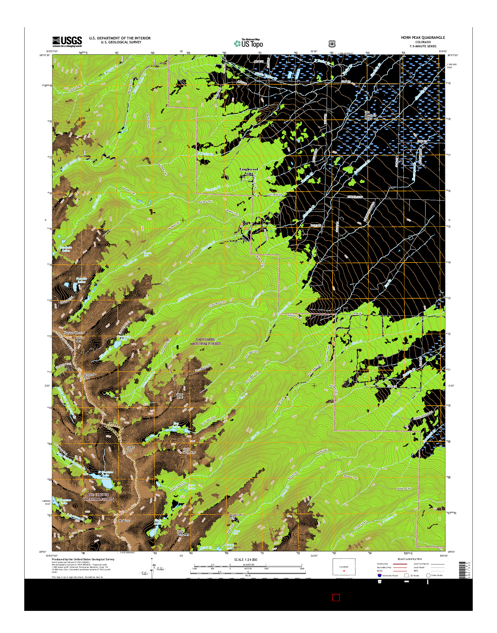 USGS US TOPO 7.5-MINUTE MAP FOR HORN PEAK, CO 2016