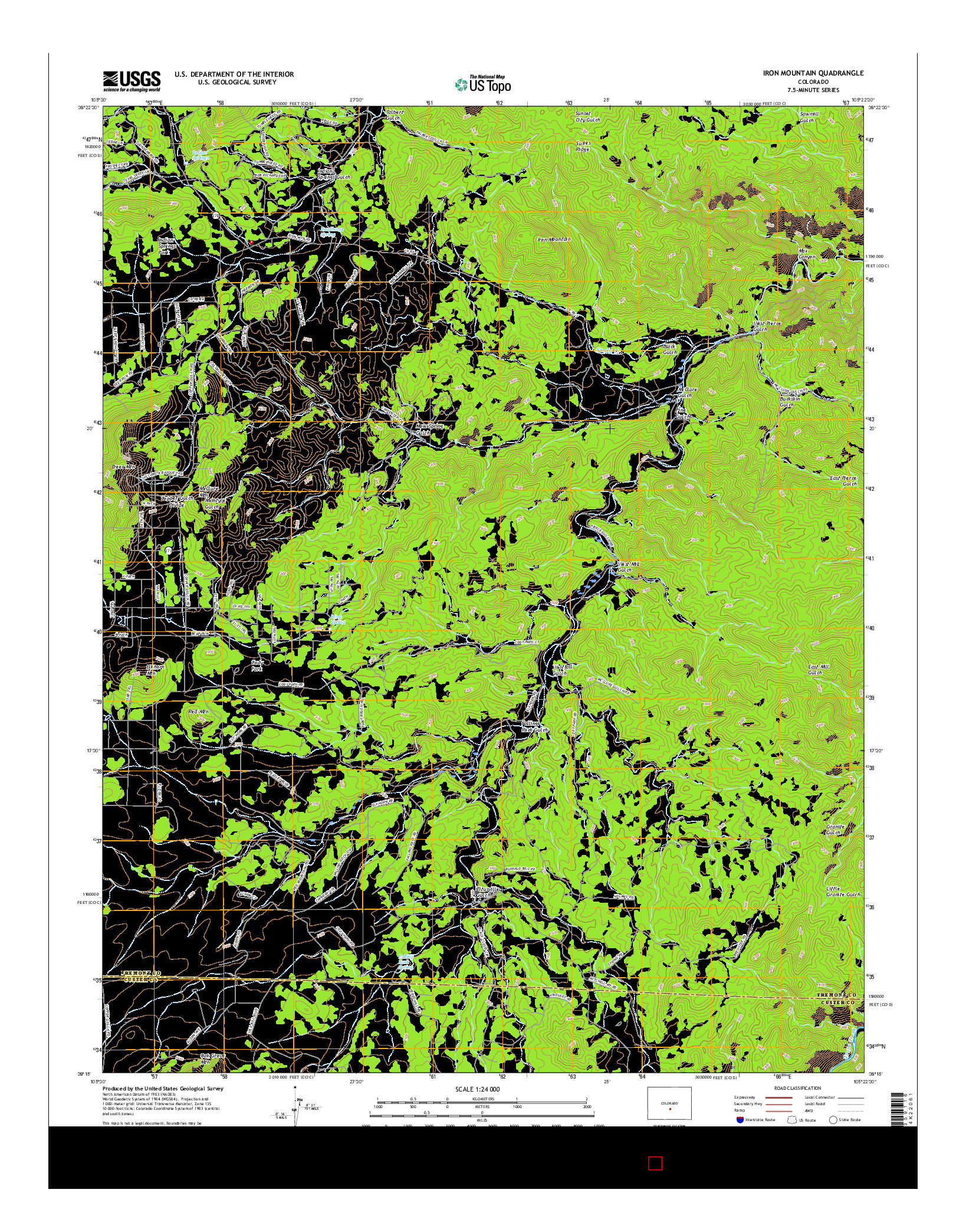 USGS US TOPO 7.5-MINUTE MAP FOR IRON MOUNTAIN, CO 2016