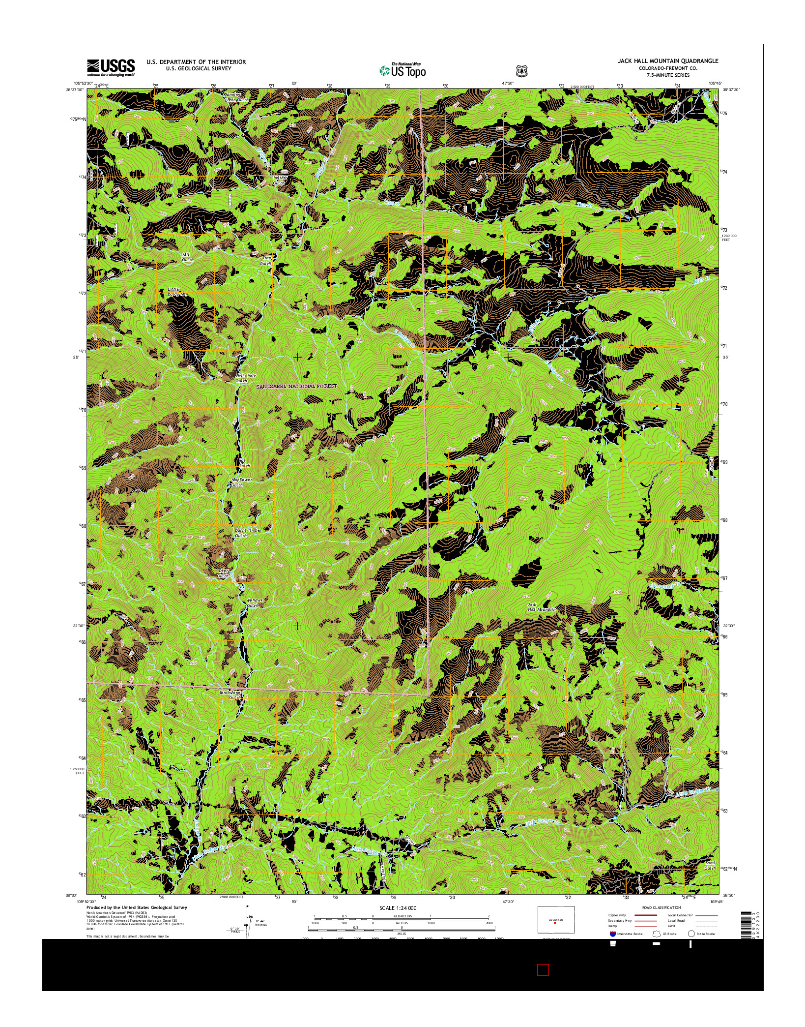 USGS US TOPO 7.5-MINUTE MAP FOR JACK HALL MOUNTAIN, CO 2016