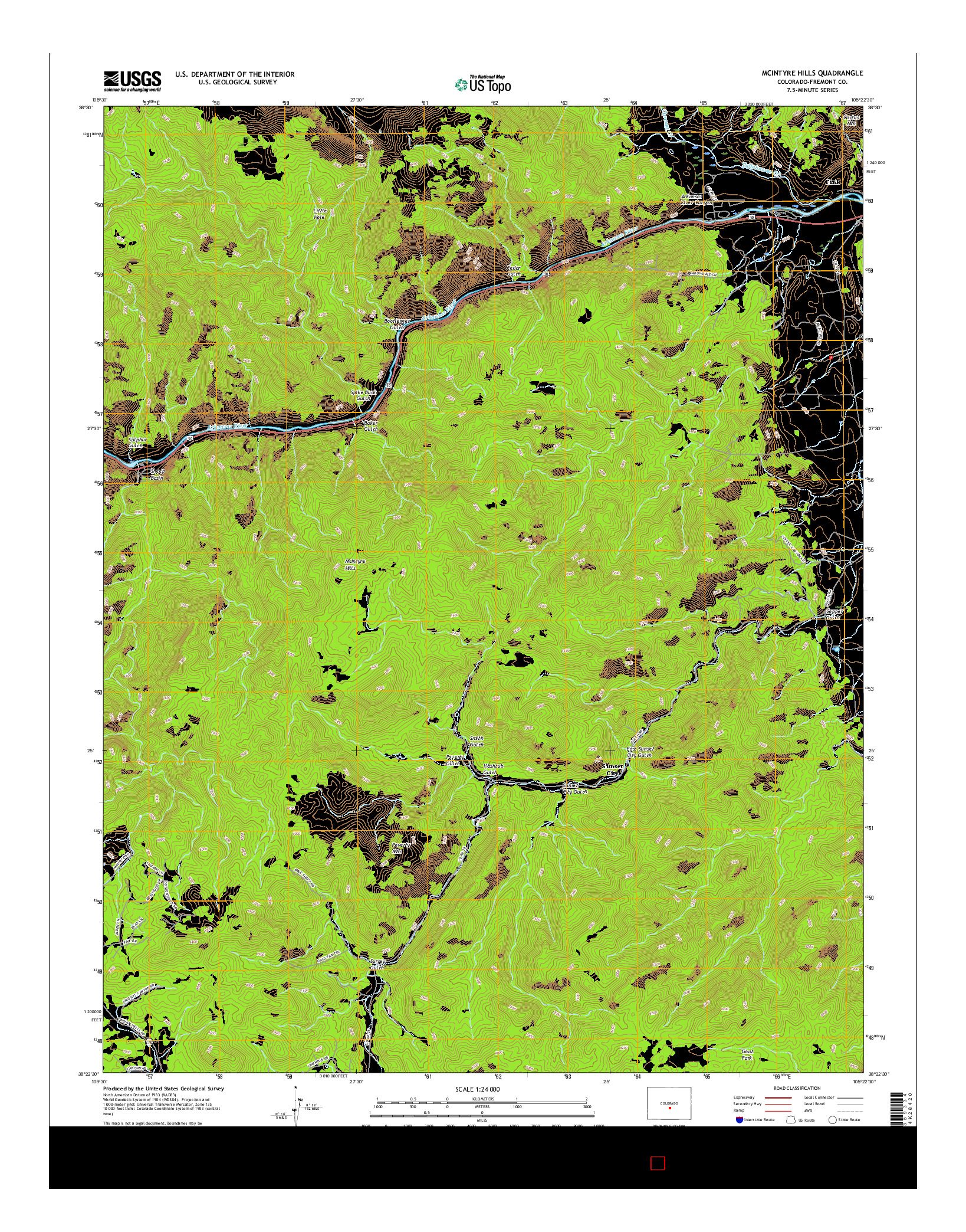 USGS US TOPO 7.5-MINUTE MAP FOR MCINTYRE HILLS, CO 2016