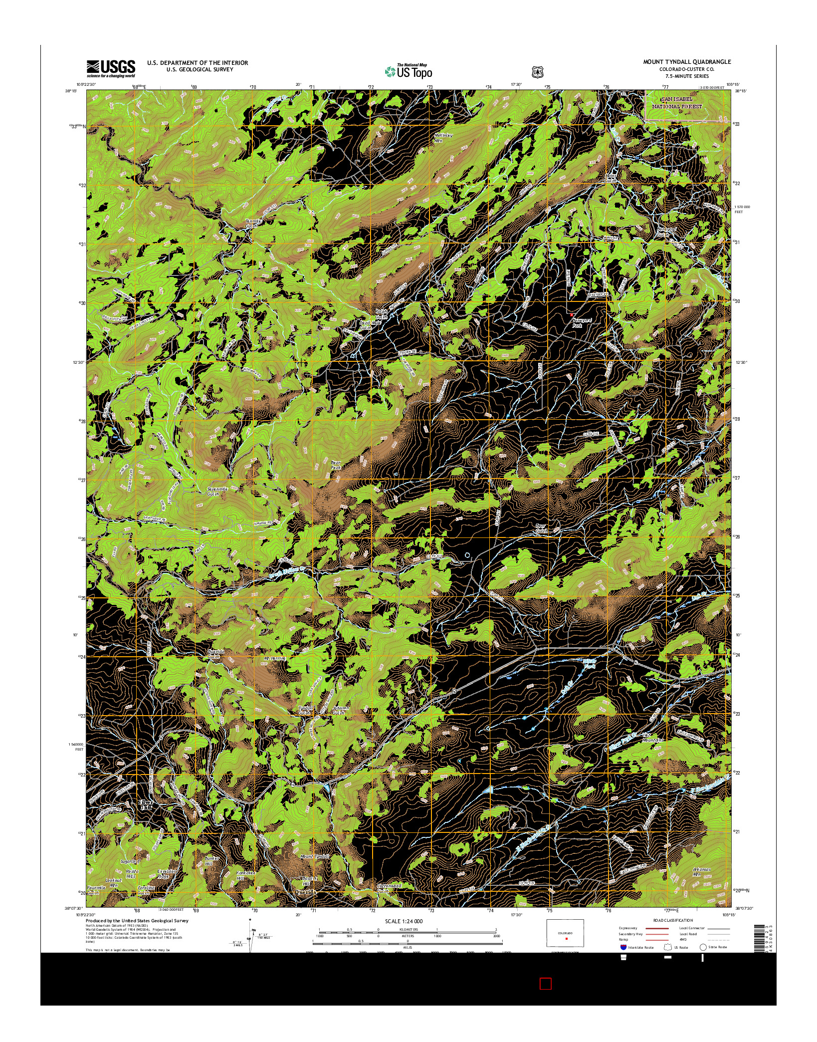 USGS US TOPO 7.5-MINUTE MAP FOR MOUNT TYNDALL, CO 2016