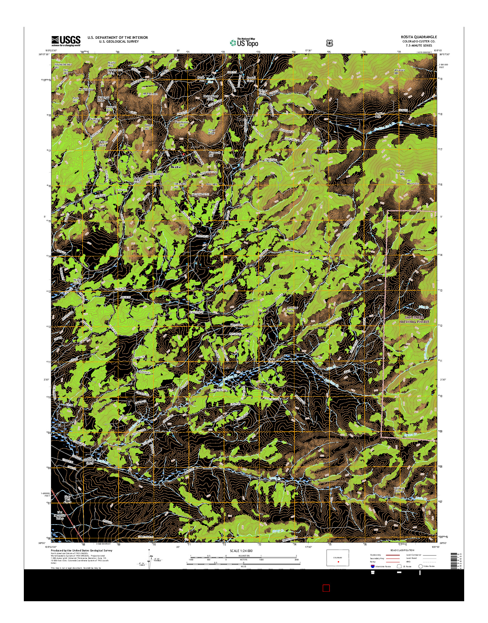 USGS US TOPO 7.5-MINUTE MAP FOR ROSITA, CO 2016