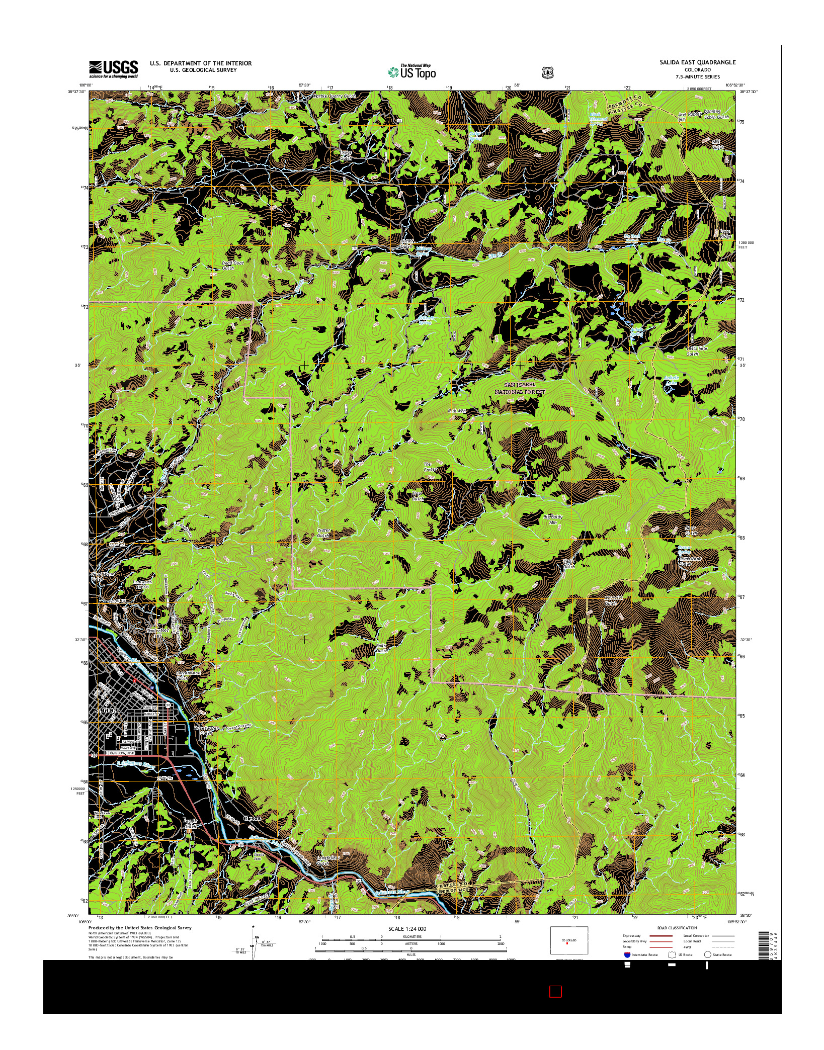 USGS US TOPO 7.5-MINUTE MAP FOR SALIDA EAST, CO 2016