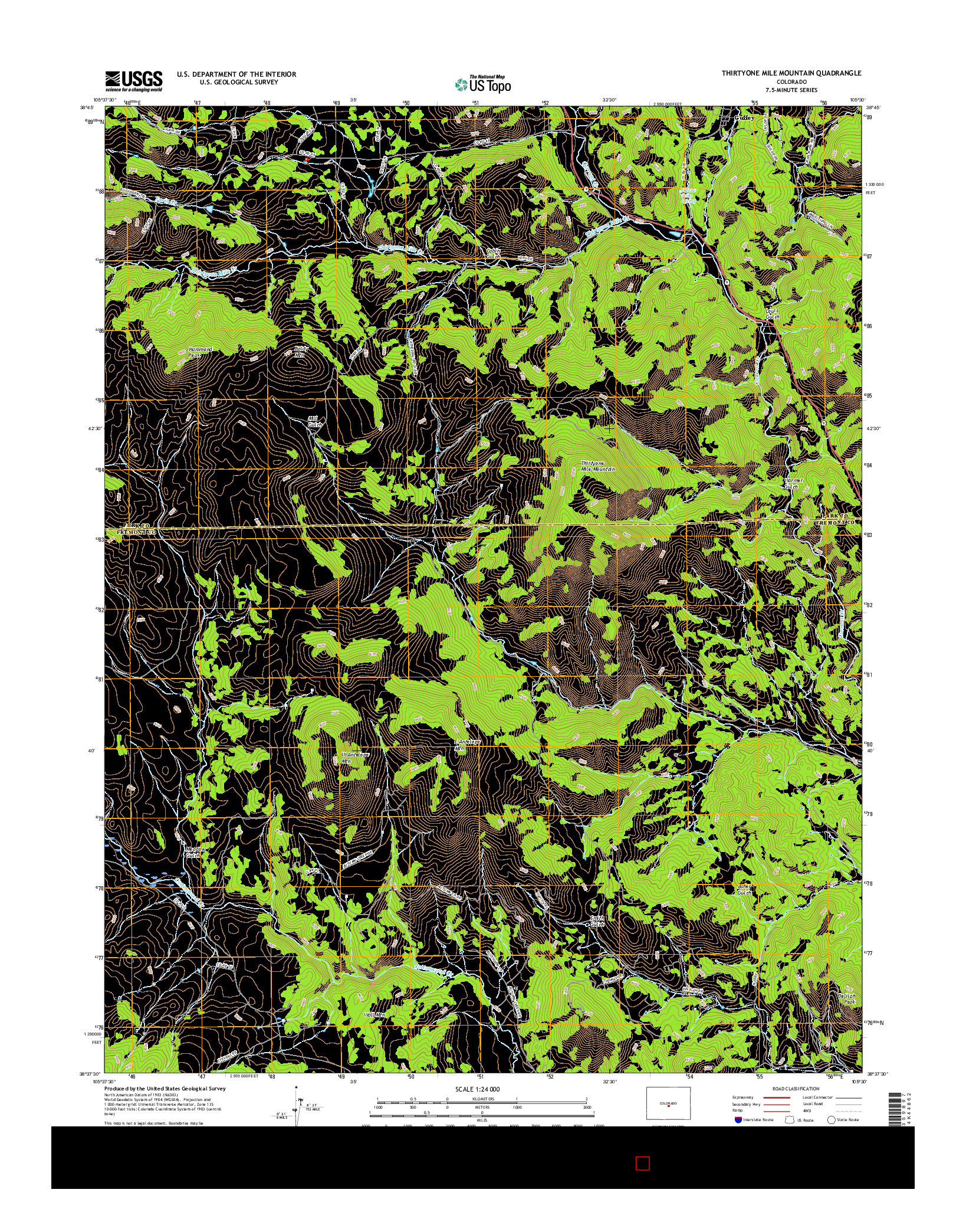 USGS US TOPO 7.5-MINUTE MAP FOR THIRTYONE MILE MOUNTAIN, CO 2016