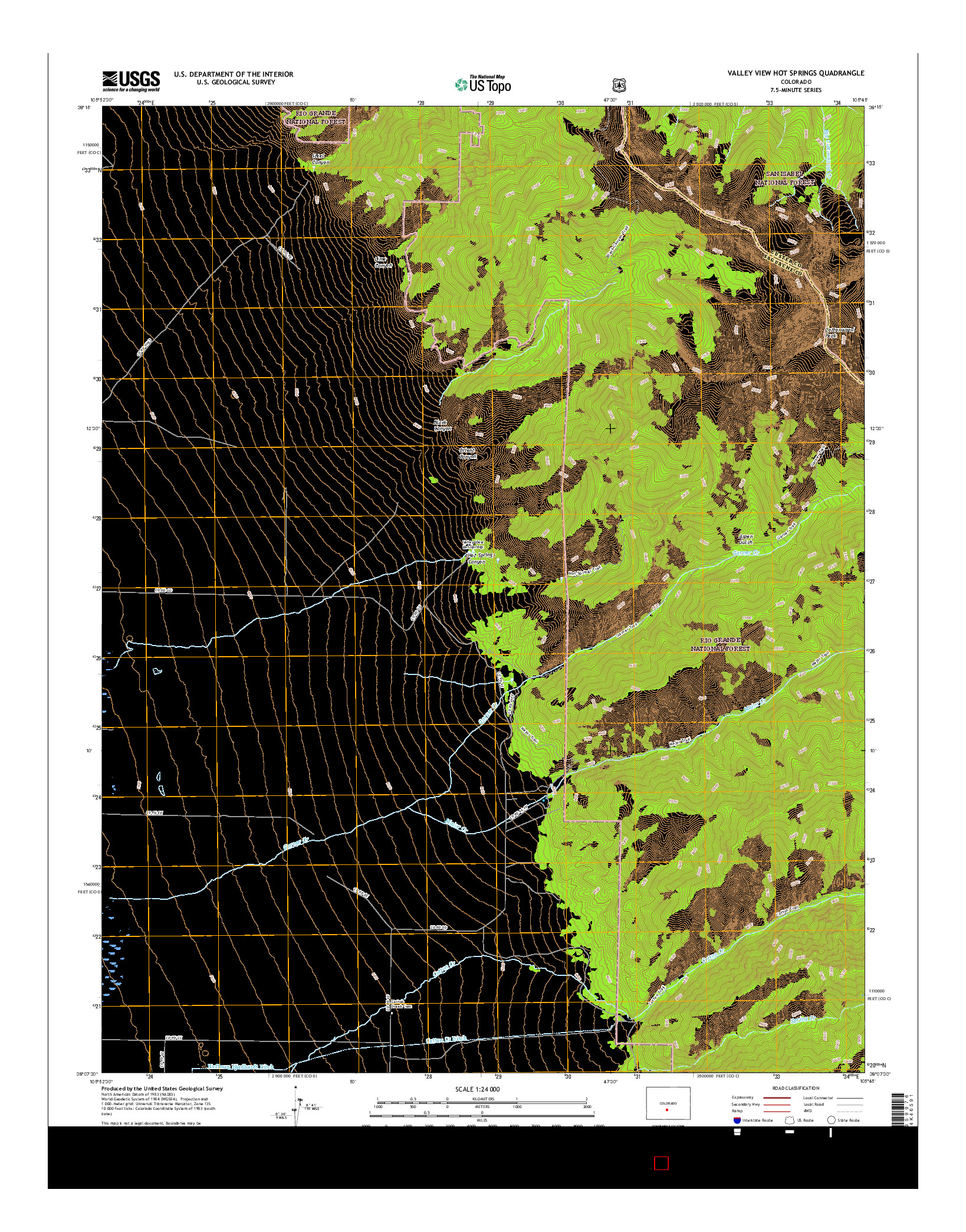 USGS US TOPO 7.5-MINUTE MAP FOR VALLEY VIEW HOT SPRINGS, CO 2016