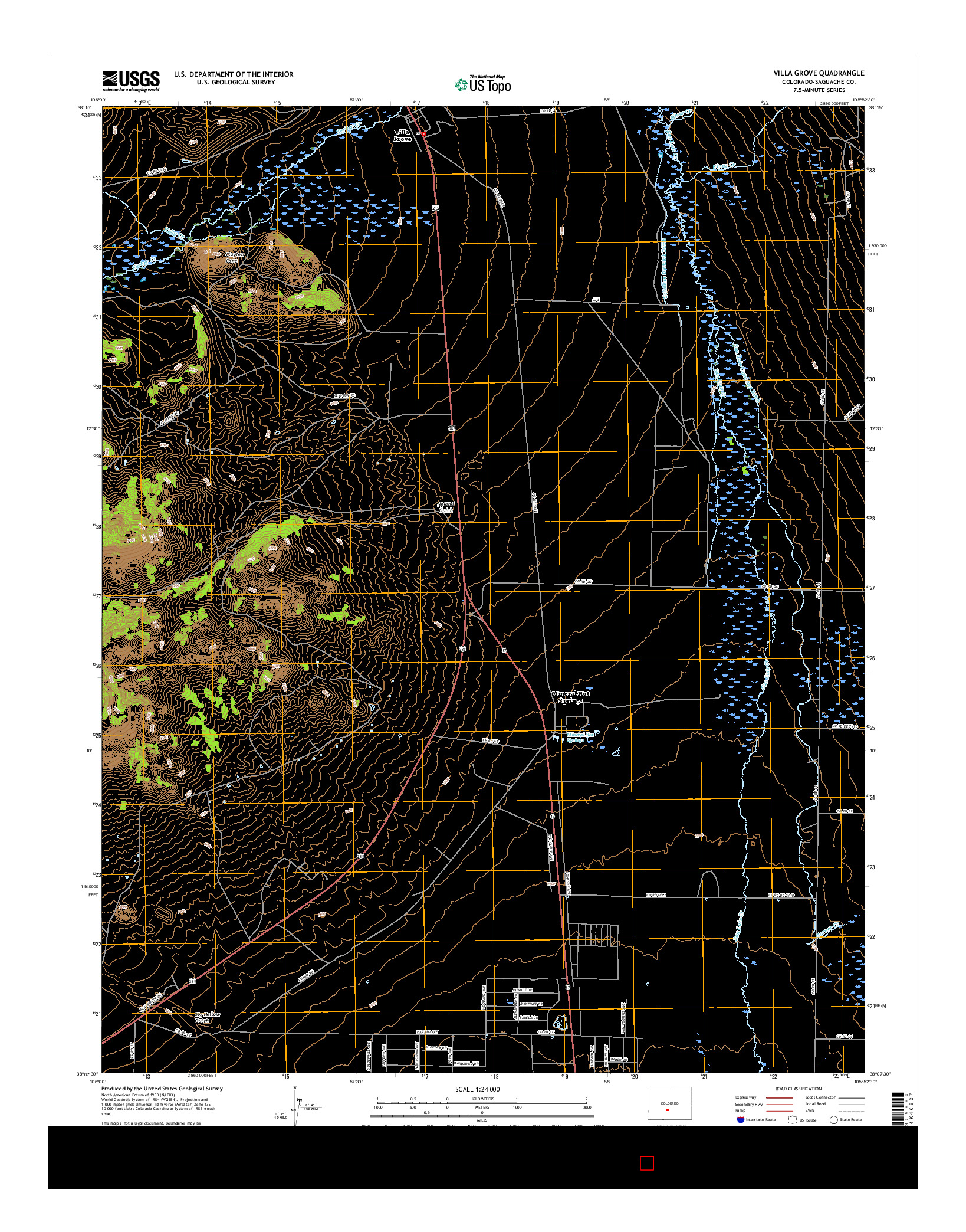 USGS US TOPO 7.5-MINUTE MAP FOR VILLA GROVE, CO 2016
