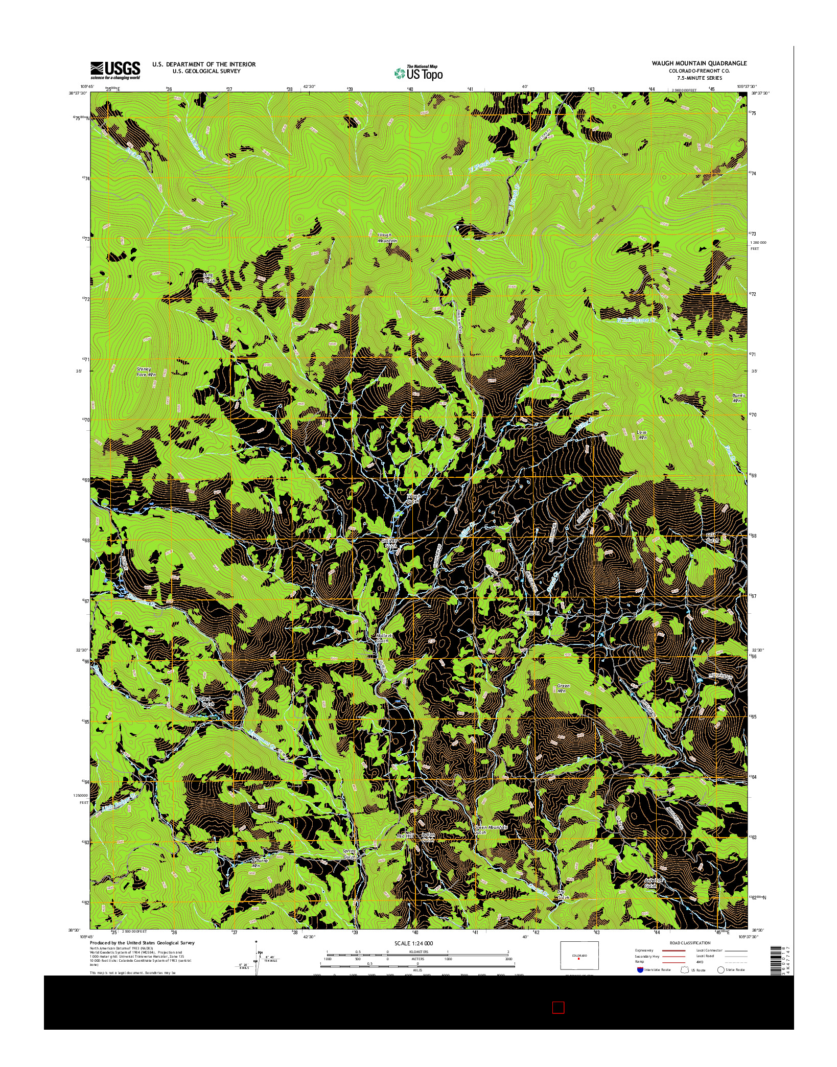 USGS US TOPO 7.5-MINUTE MAP FOR WAUGH MOUNTAIN, CO 2016