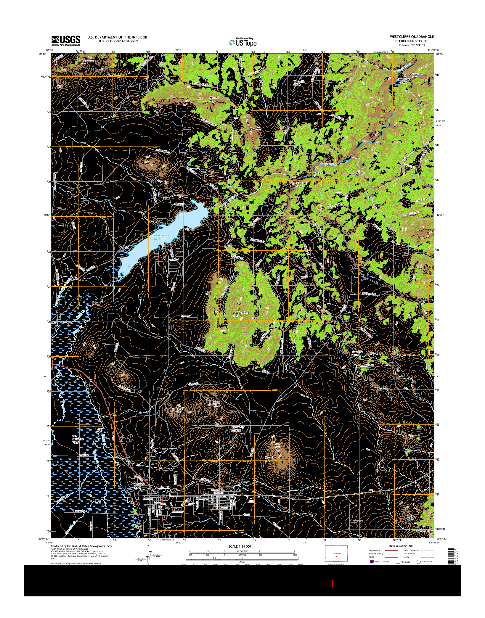 USGS US TOPO 7.5-MINUTE MAP FOR WESTCLIFFE, CO 2016