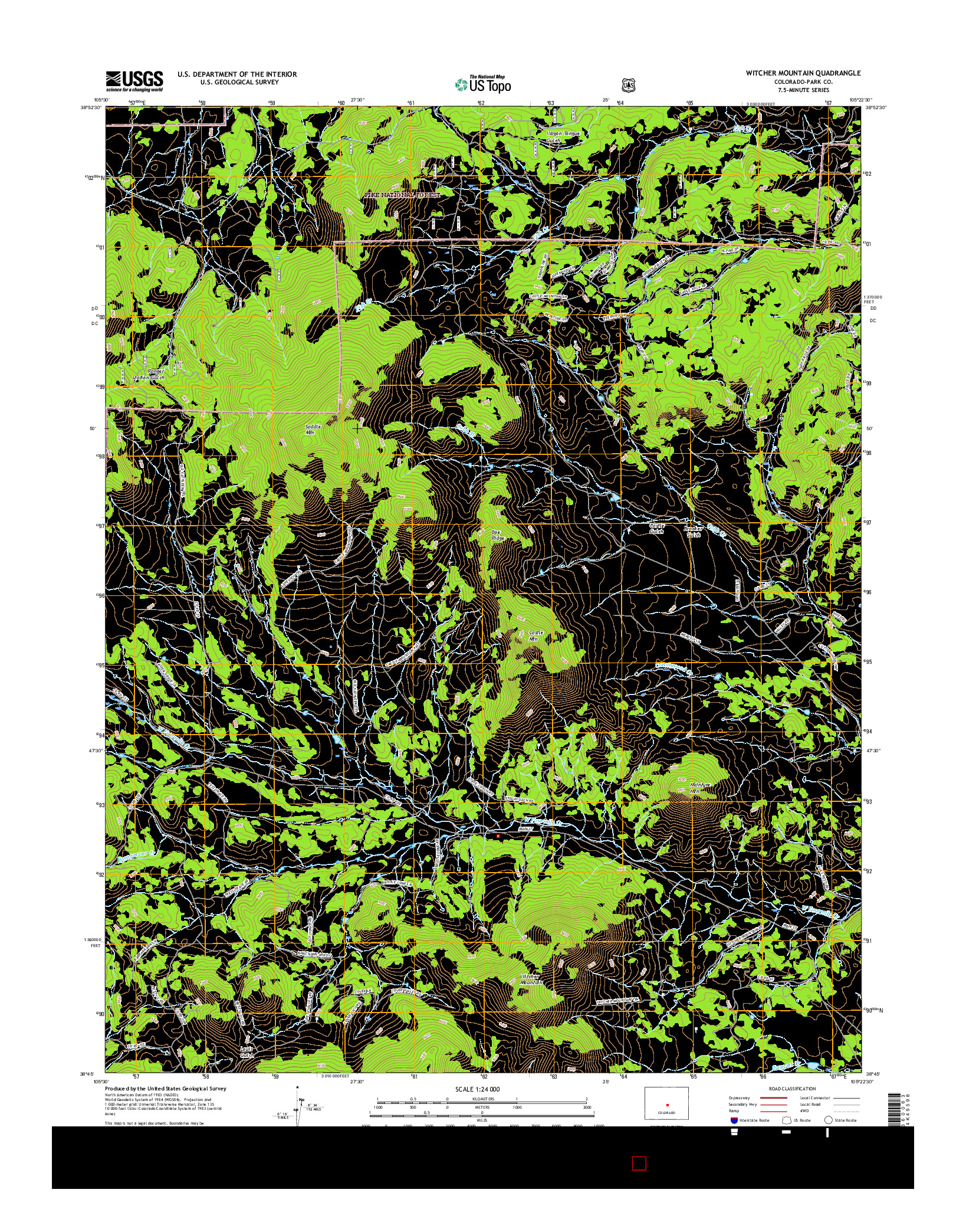 USGS US TOPO 7.5-MINUTE MAP FOR WITCHER MOUNTAIN, CO 2016