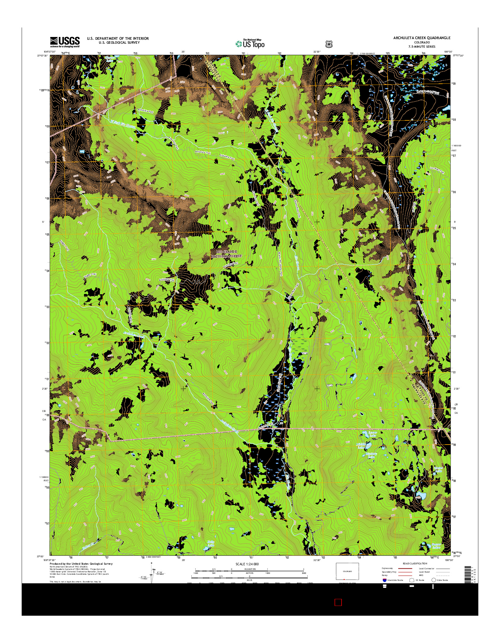 USGS US TOPO 7.5-MINUTE MAP FOR ARCHULETA CREEK, CO 2016