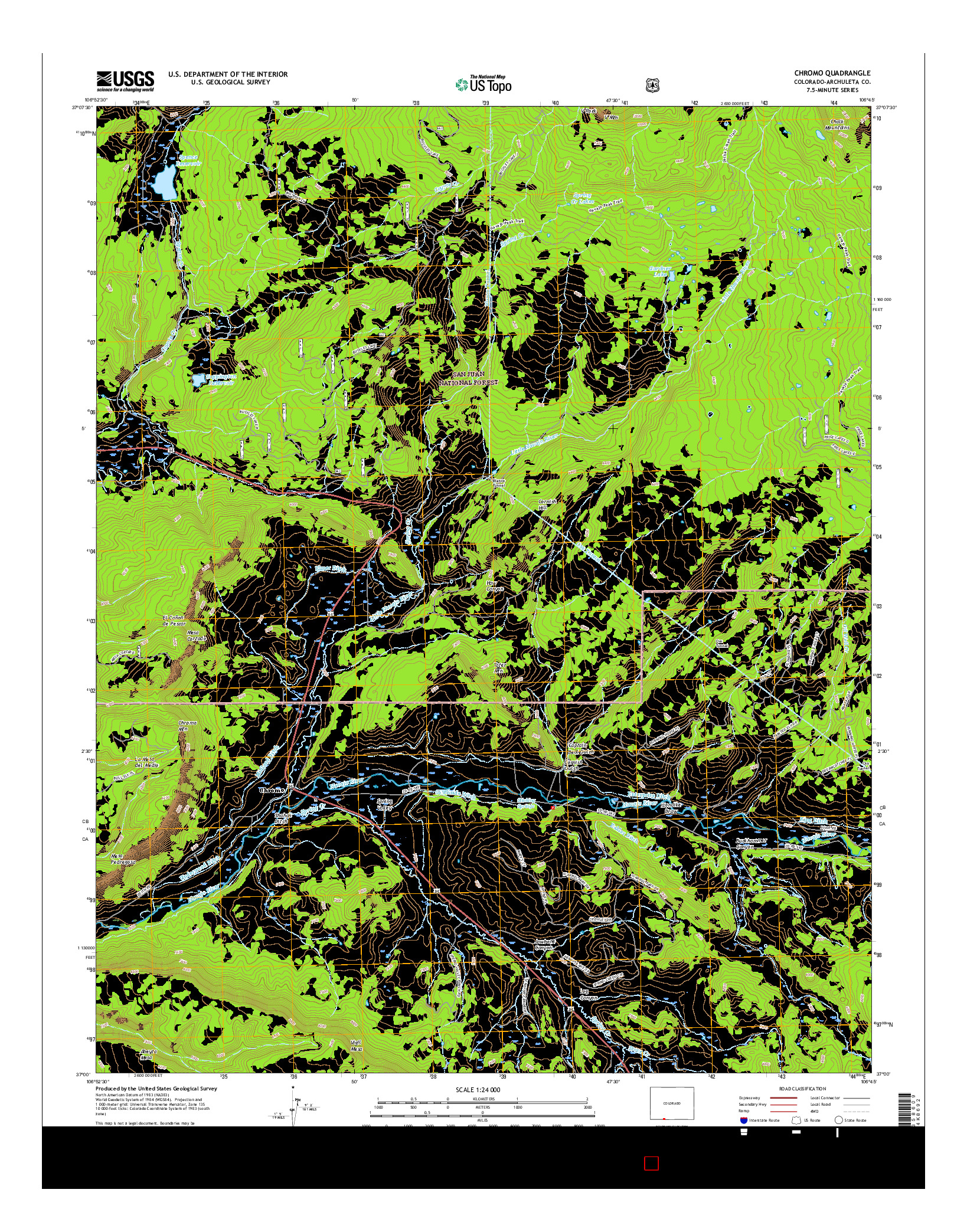 USGS US TOPO 7.5-MINUTE MAP FOR CHROMO, CO 2016