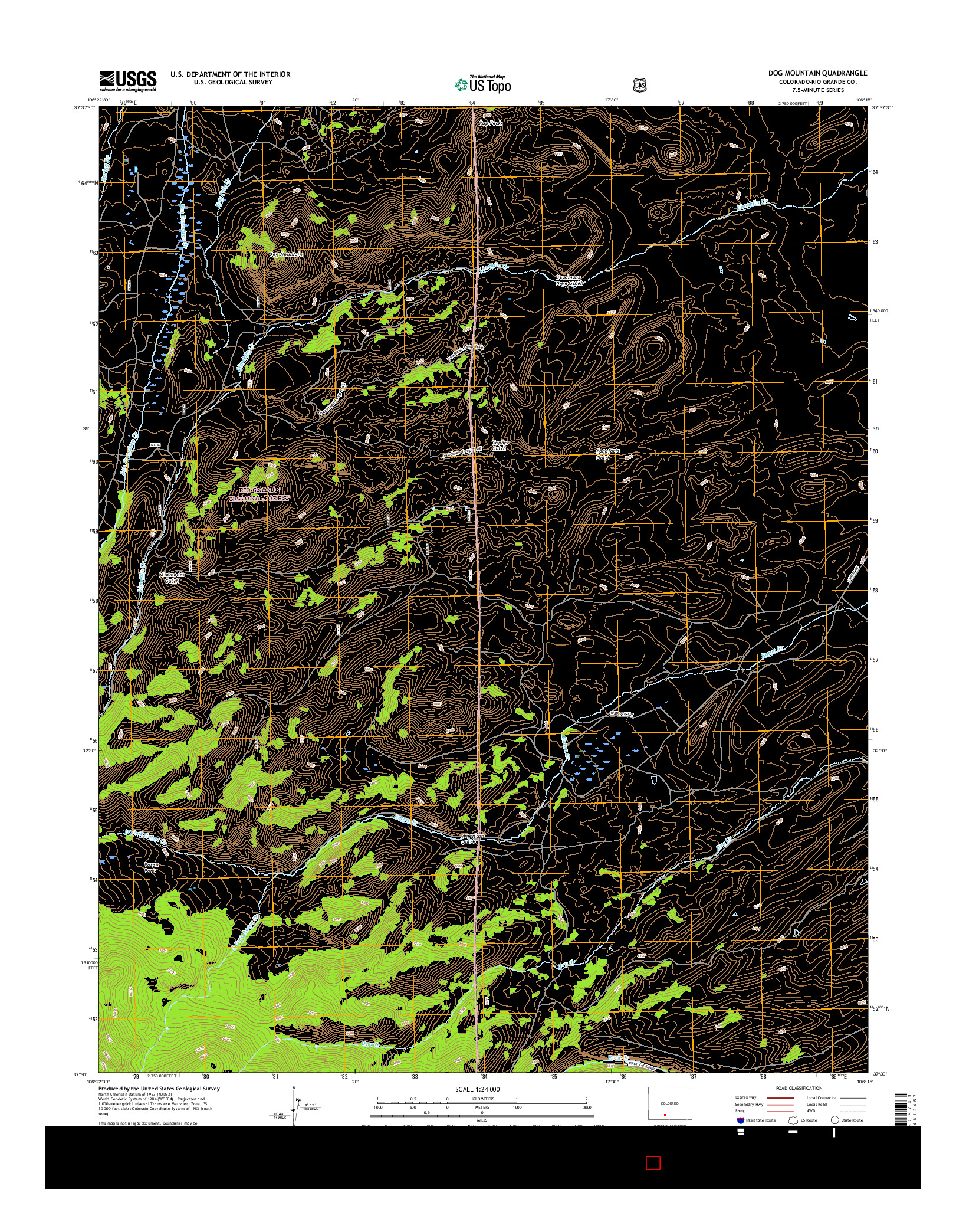 USGS US TOPO 7.5-MINUTE MAP FOR DOG MOUNTAIN, CO 2016