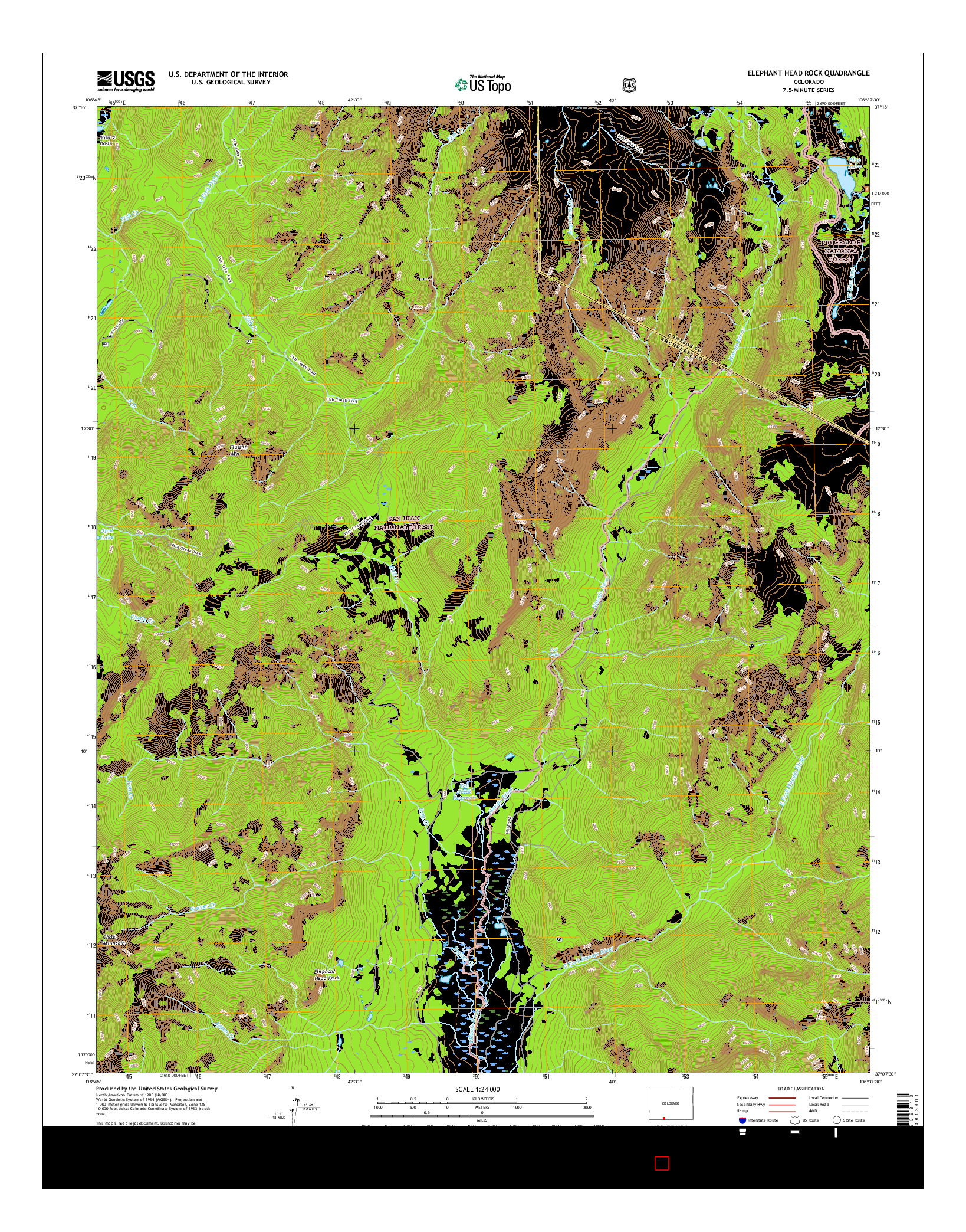 USGS US TOPO 7.5-MINUTE MAP FOR ELEPHANT HEAD ROCK, CO 2016