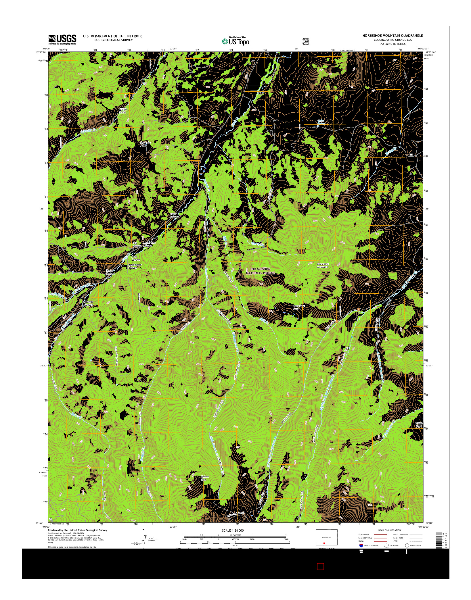 USGS US TOPO 7.5-MINUTE MAP FOR HORSESHOE MOUNTAIN, CO 2016