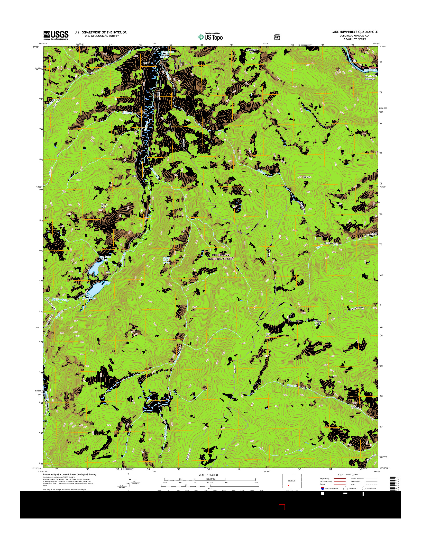 USGS US TOPO 7.5-MINUTE MAP FOR LAKE HUMPHREYS, CO 2016