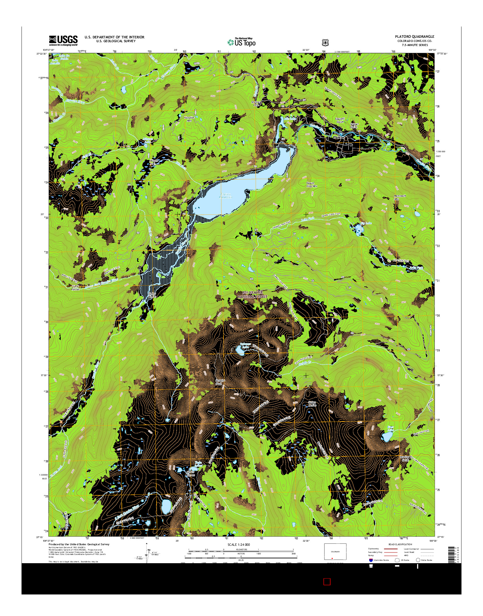 USGS US TOPO 7.5-MINUTE MAP FOR PLATORO, CO 2016