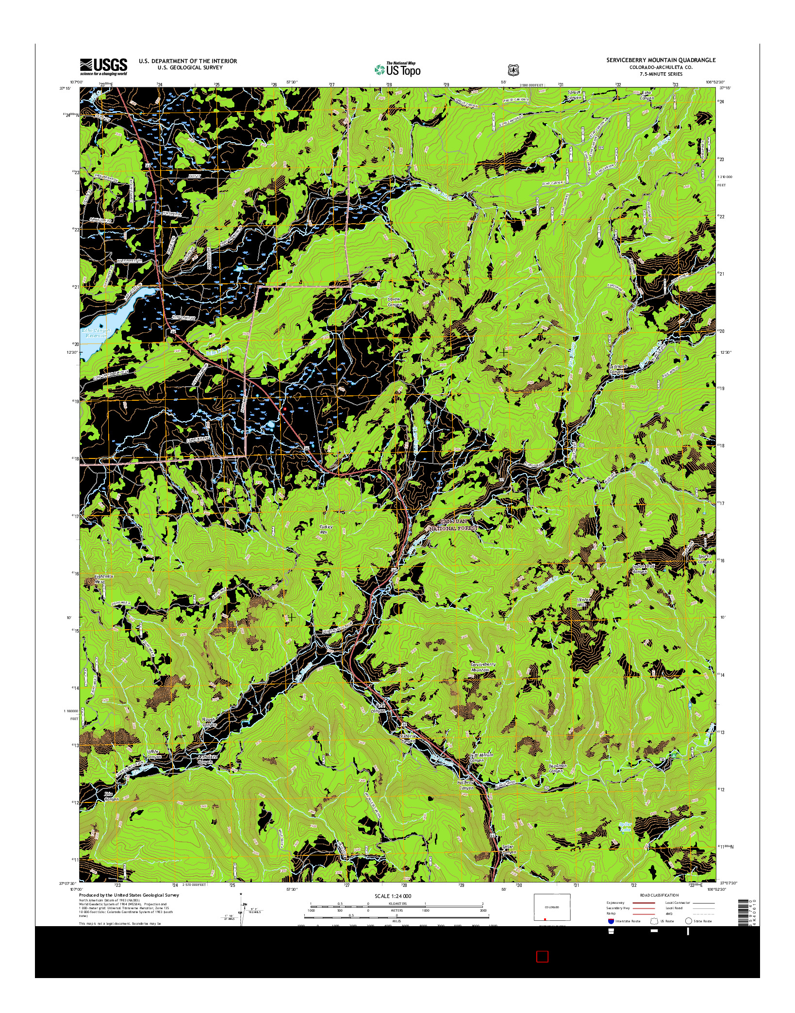 USGS US TOPO 7.5-MINUTE MAP FOR SERVICEBERRY MOUNTAIN, CO 2016