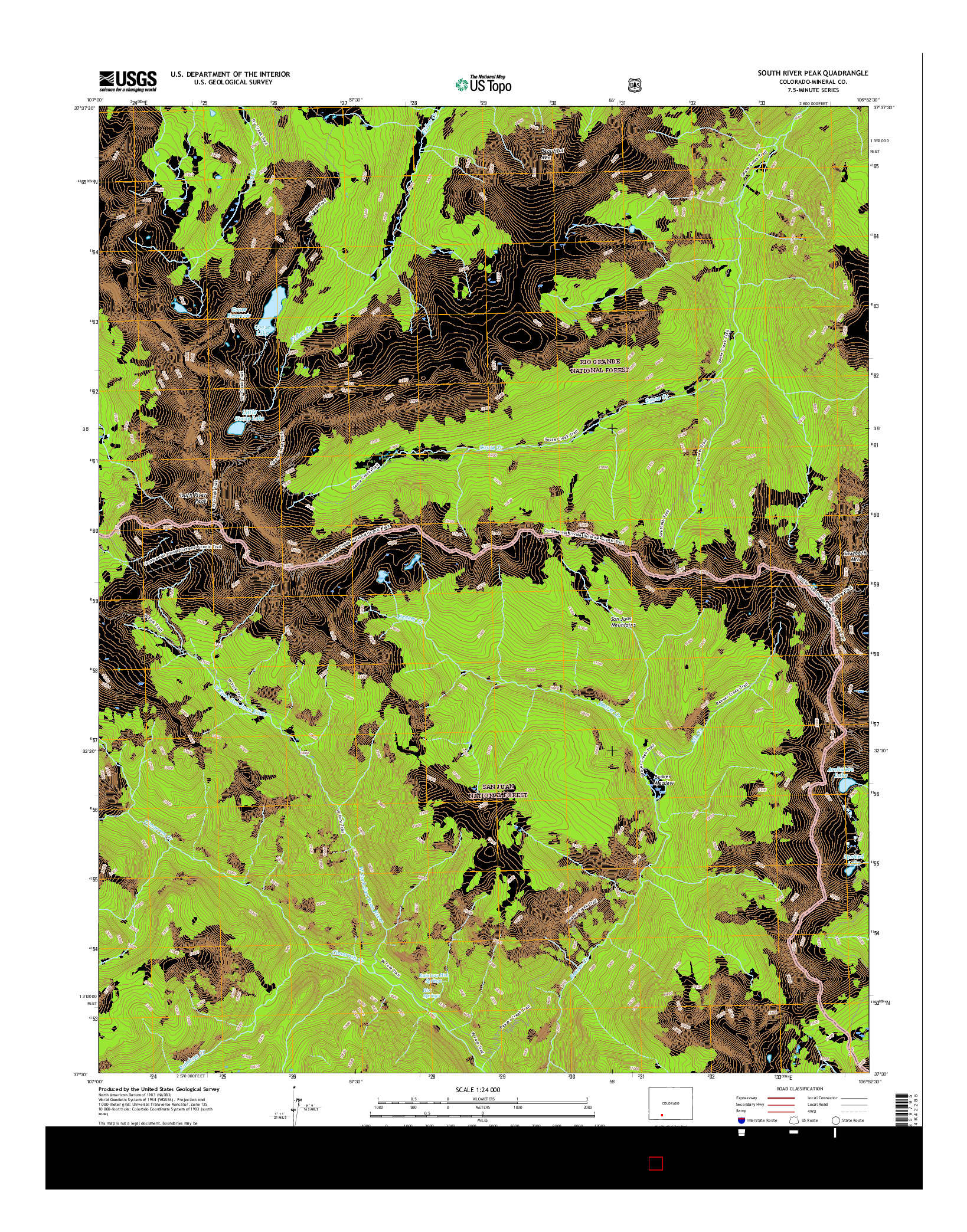 USGS US TOPO 7.5-MINUTE MAP FOR SOUTH RIVER PEAK, CO 2016