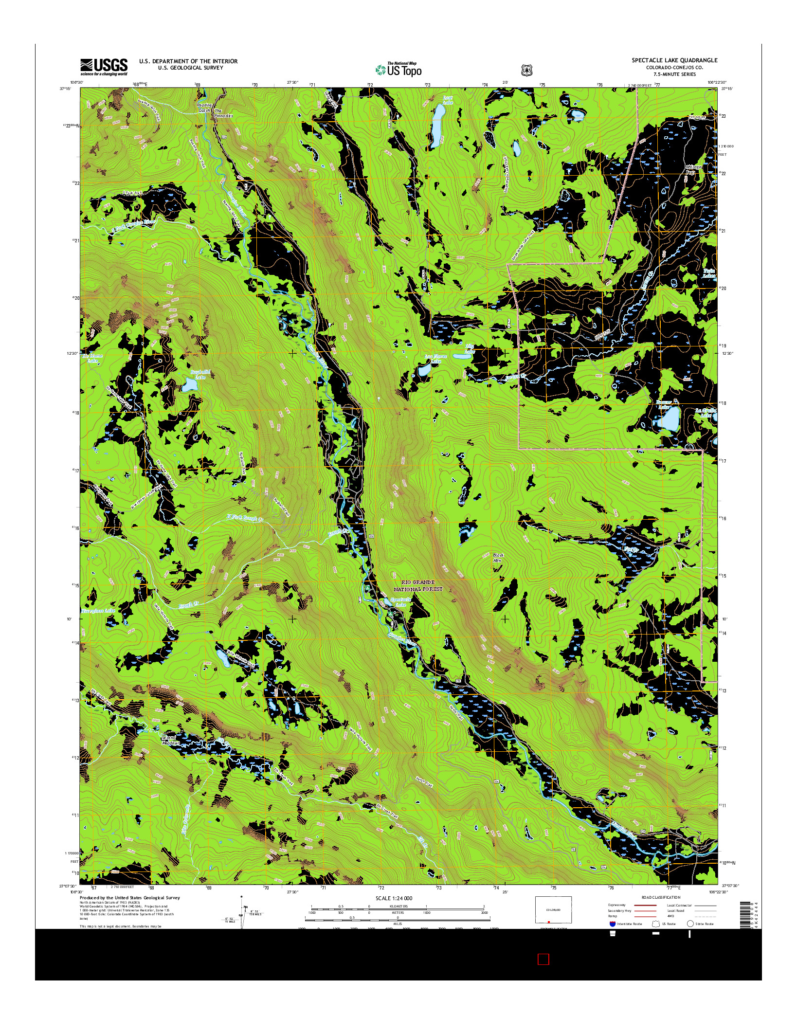 USGS US TOPO 7.5-MINUTE MAP FOR SPECTACLE LAKE, CO 2016