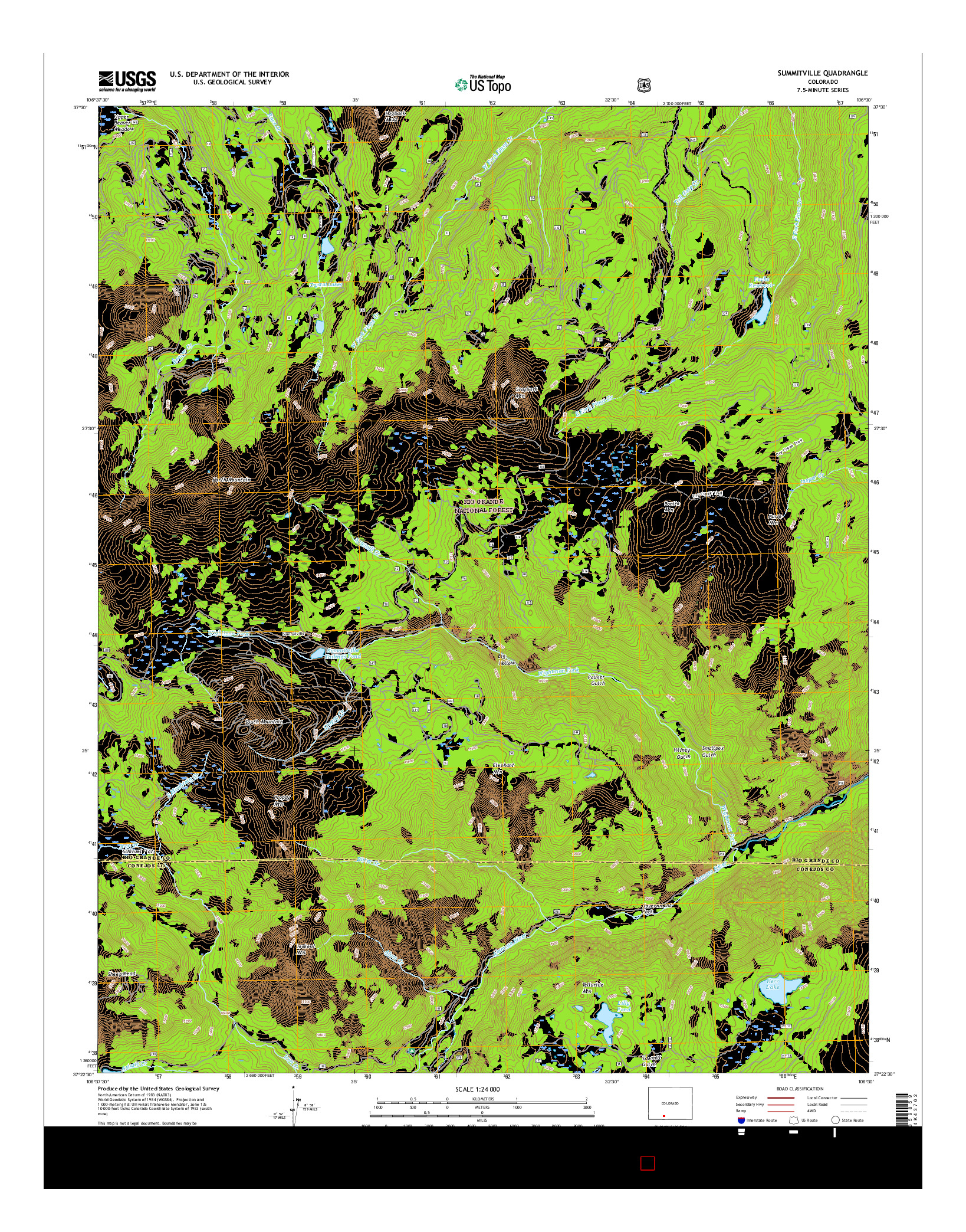 USGS US TOPO 7.5-MINUTE MAP FOR SUMMITVILLE, CO 2016