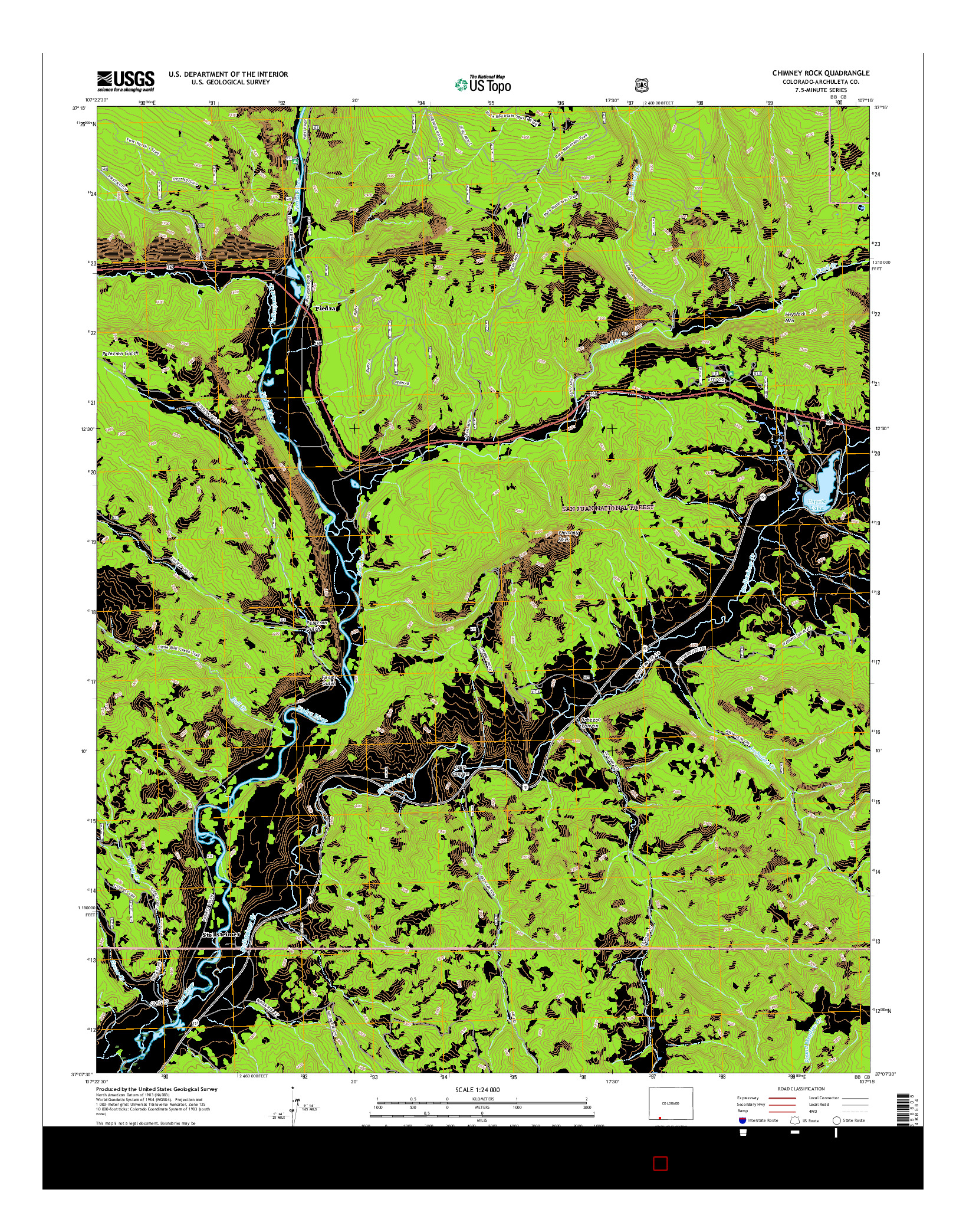 USGS US TOPO 7.5-MINUTE MAP FOR CHIMNEY ROCK, CO 2016