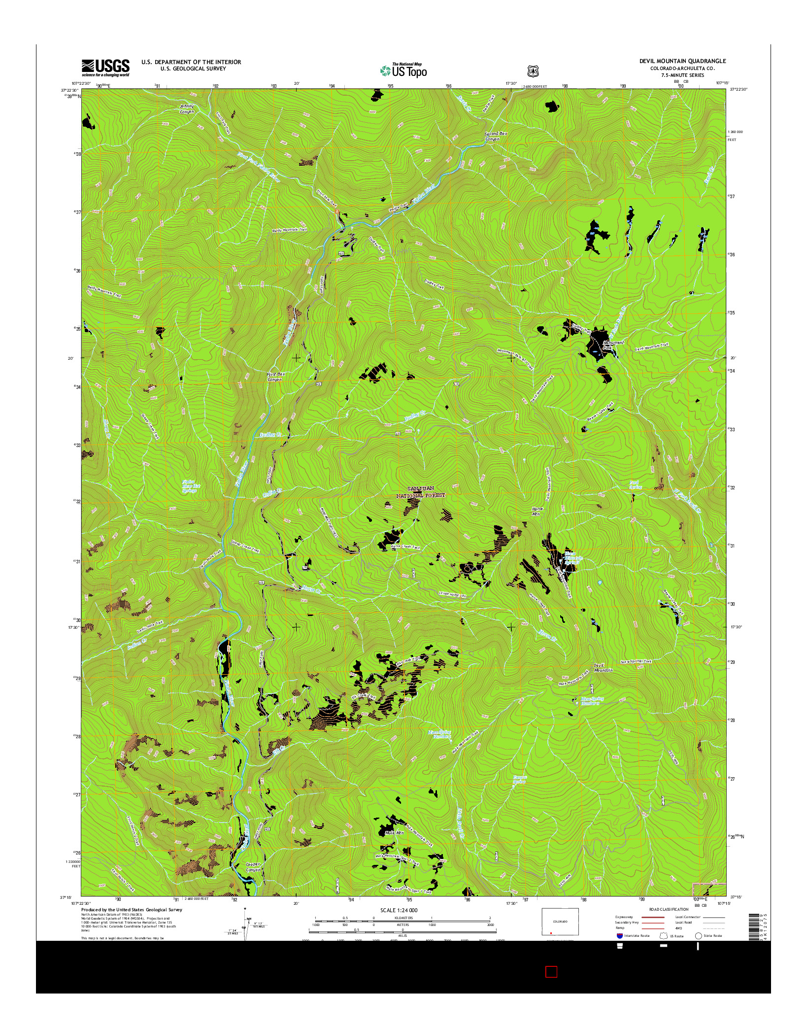 USGS US TOPO 7.5-MINUTE MAP FOR DEVIL MOUNTAIN, CO 2016