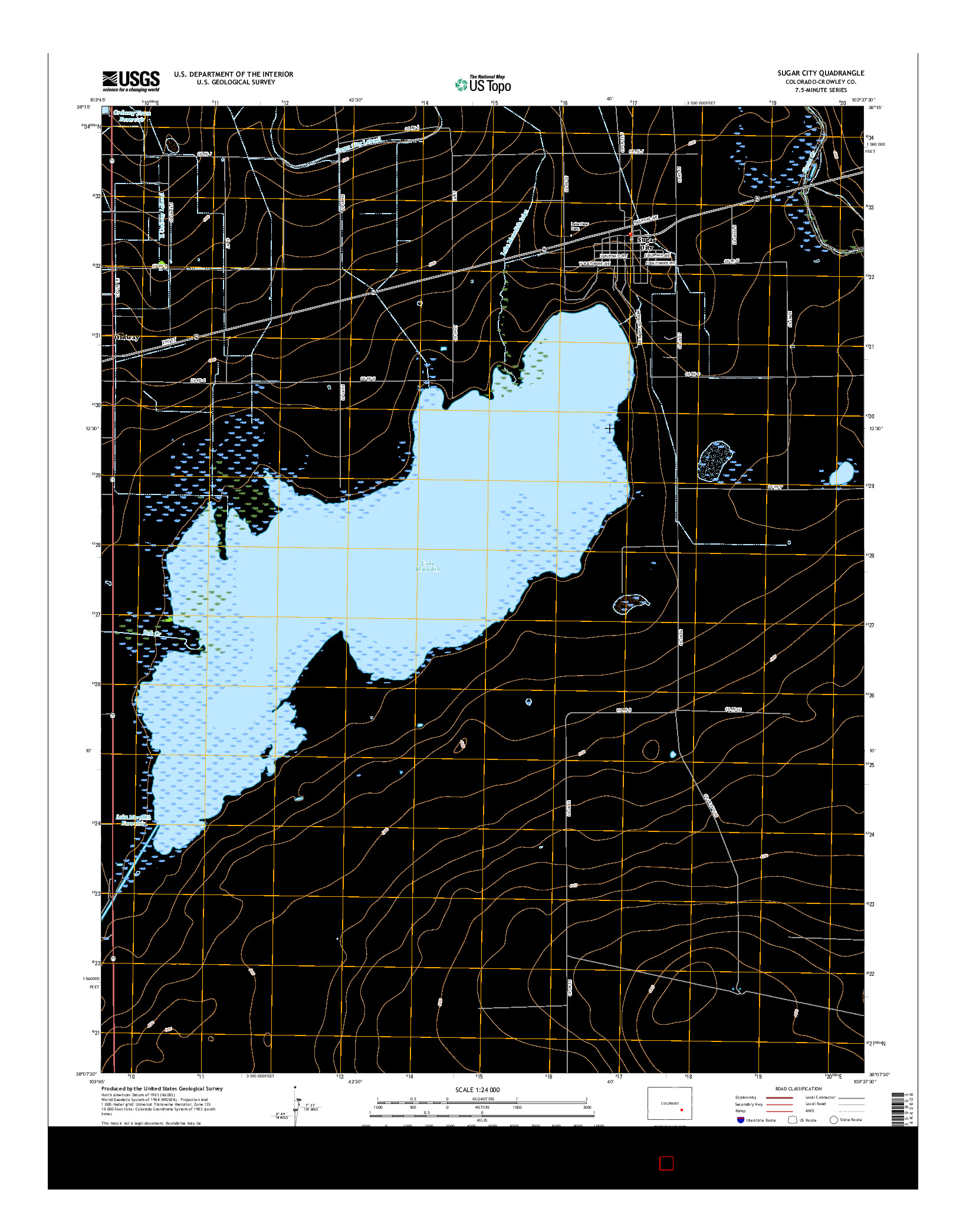 USGS US TOPO 7.5-MINUTE MAP FOR SUGAR CITY, CO 2016