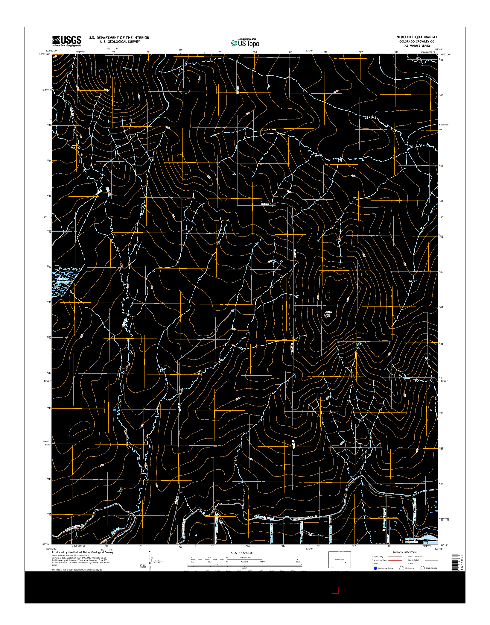 USGS US TOPO 7.5-MINUTE MAP FOR NERO HILL, CO 2016