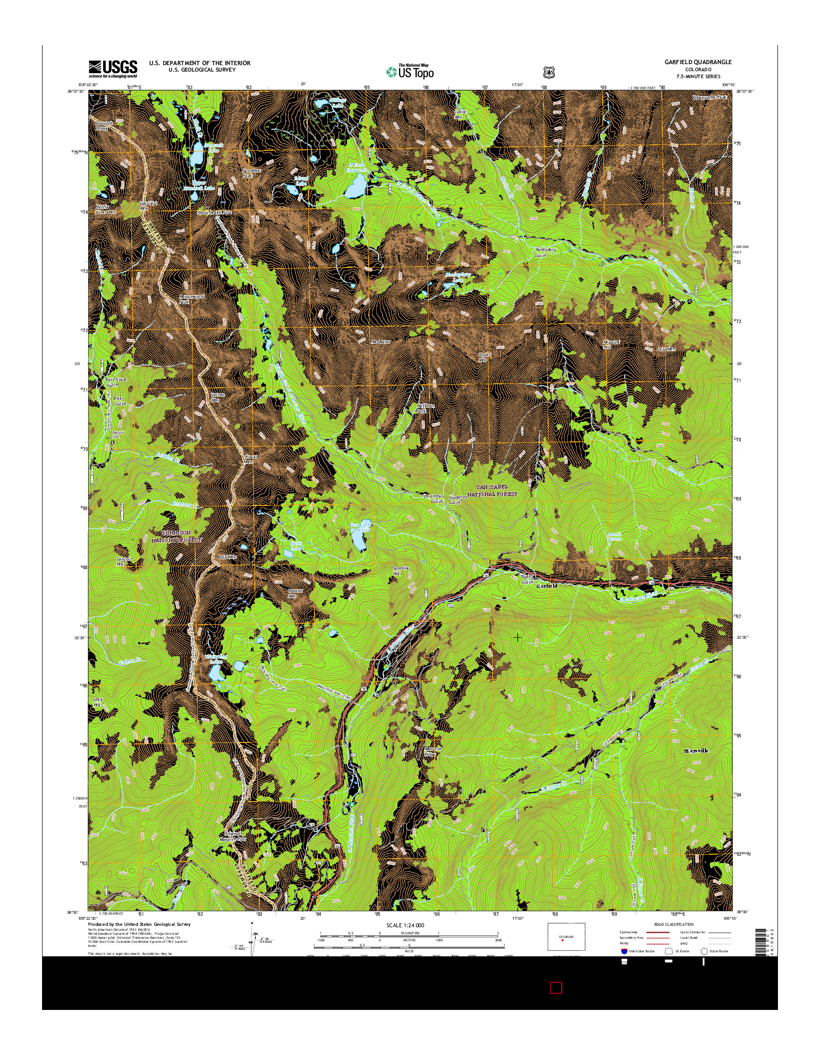 USGS US TOPO 7.5-MINUTE MAP FOR GARFIELD, CO 2016