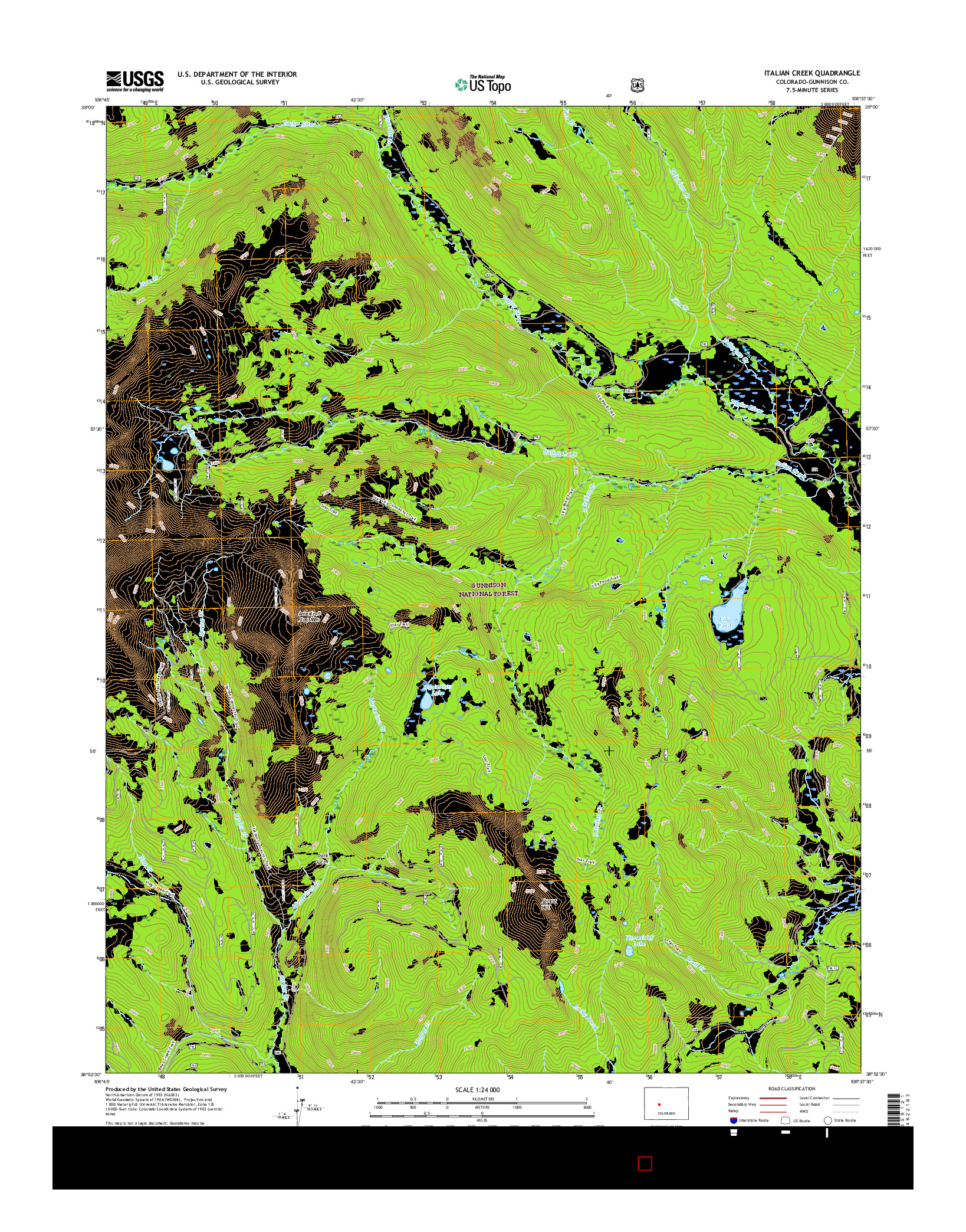 USGS US TOPO 7.5-MINUTE MAP FOR ITALIAN CREEK, CO 2016